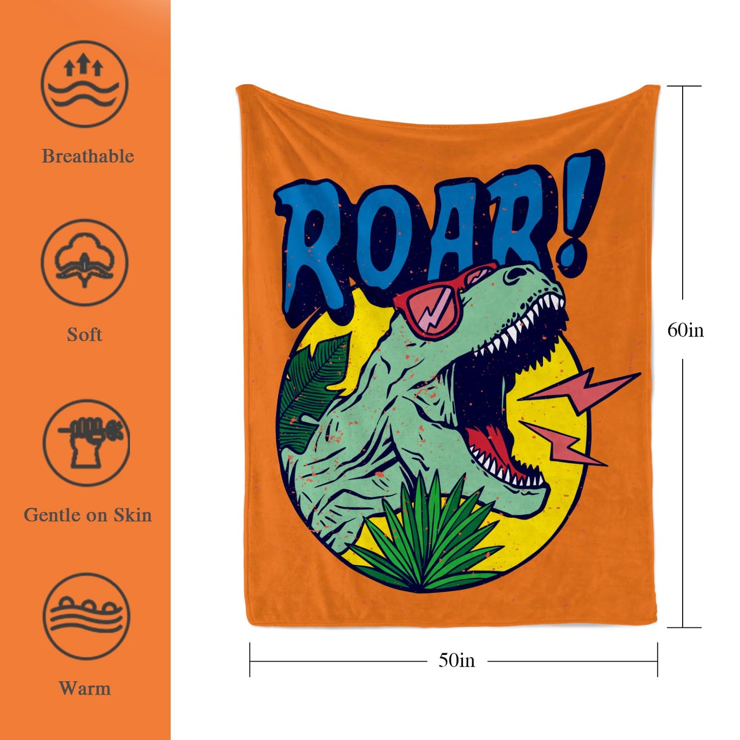 Dinosaur Blanket for Boys Kids 350GSM Soft Flannel Blanket for Boys Children's Toys are Suitable for Beds, Sofas, Outdoor Camping and School Lunch Break 50 * 60in