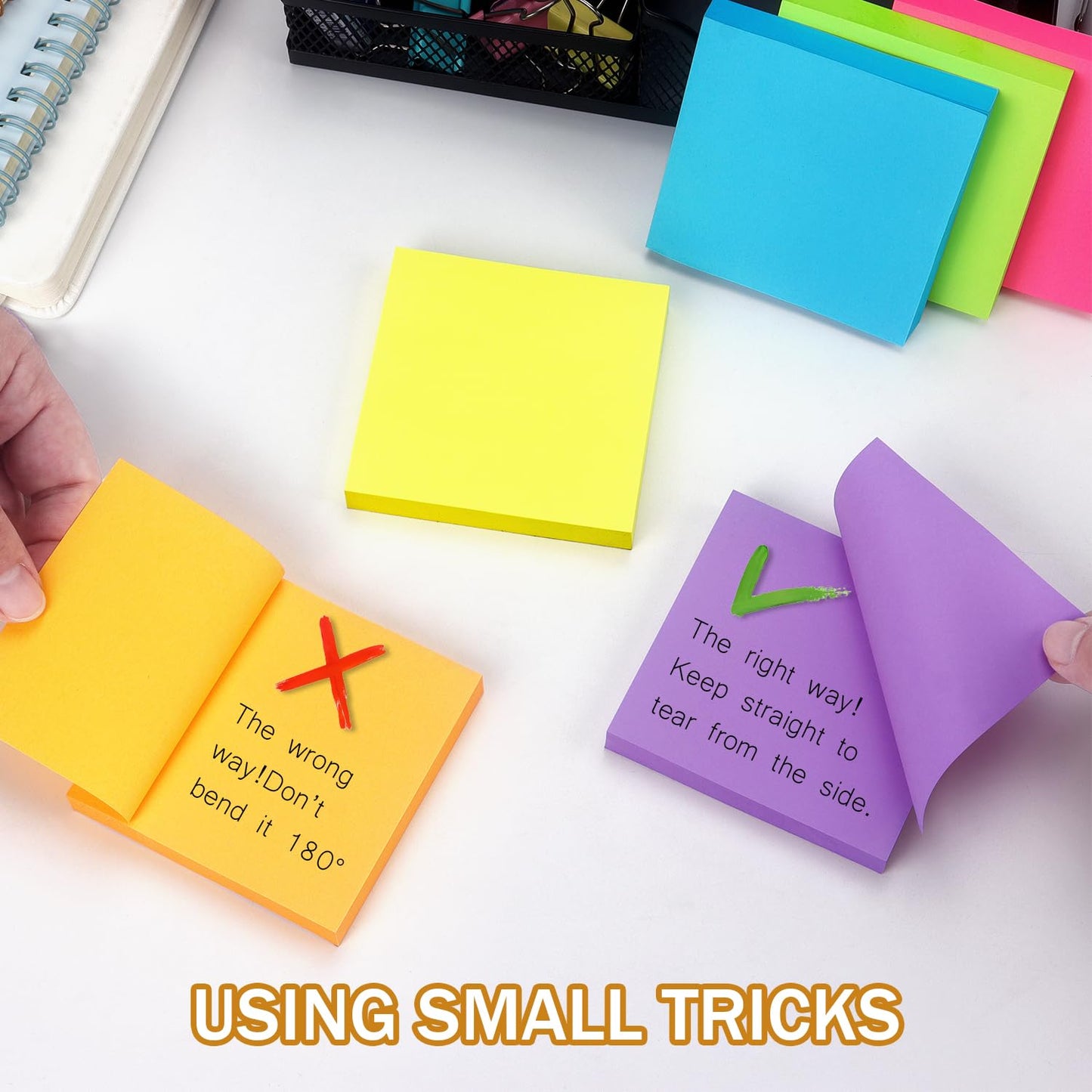 Sticky Notes 3x3 inch Bright Colors Self-Stick Pads 6 Pads/Pack 100 Sheets/Pad Total 600 Sheets