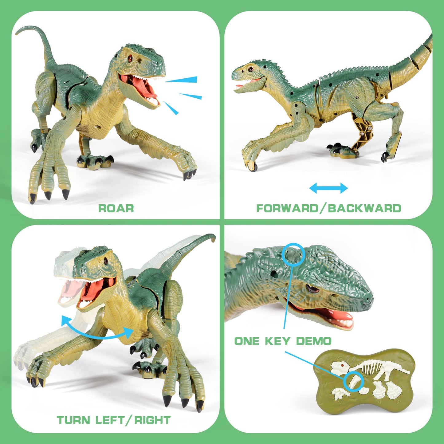 VERTOY Remote Control Dinosaur Toys for Kids - Build a Big Walking Velociraptor Dino with Light and Sound, Birthday Gift Ideas for Boys and Girls 3-5 5-7 8-12 Year Old