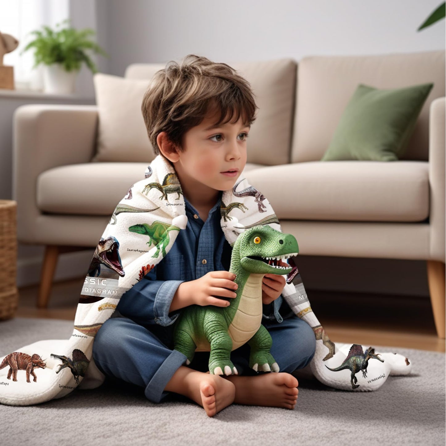 Dinosaur Blanket for Boys Kids 350GSM Soft Flannel Blanket for Boys Children's Toys are Suitable for Beds, Sofas, Outdoor Camping and School Lunch Break 50 * 60in