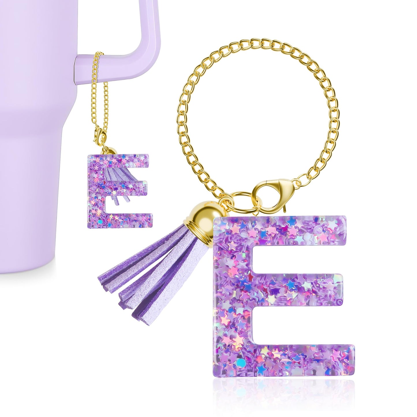 Letter Charm for Stanley Cup, 1PCS Purple Tumbler Accessories Charm for Handle, Initial Charm for Girls Women