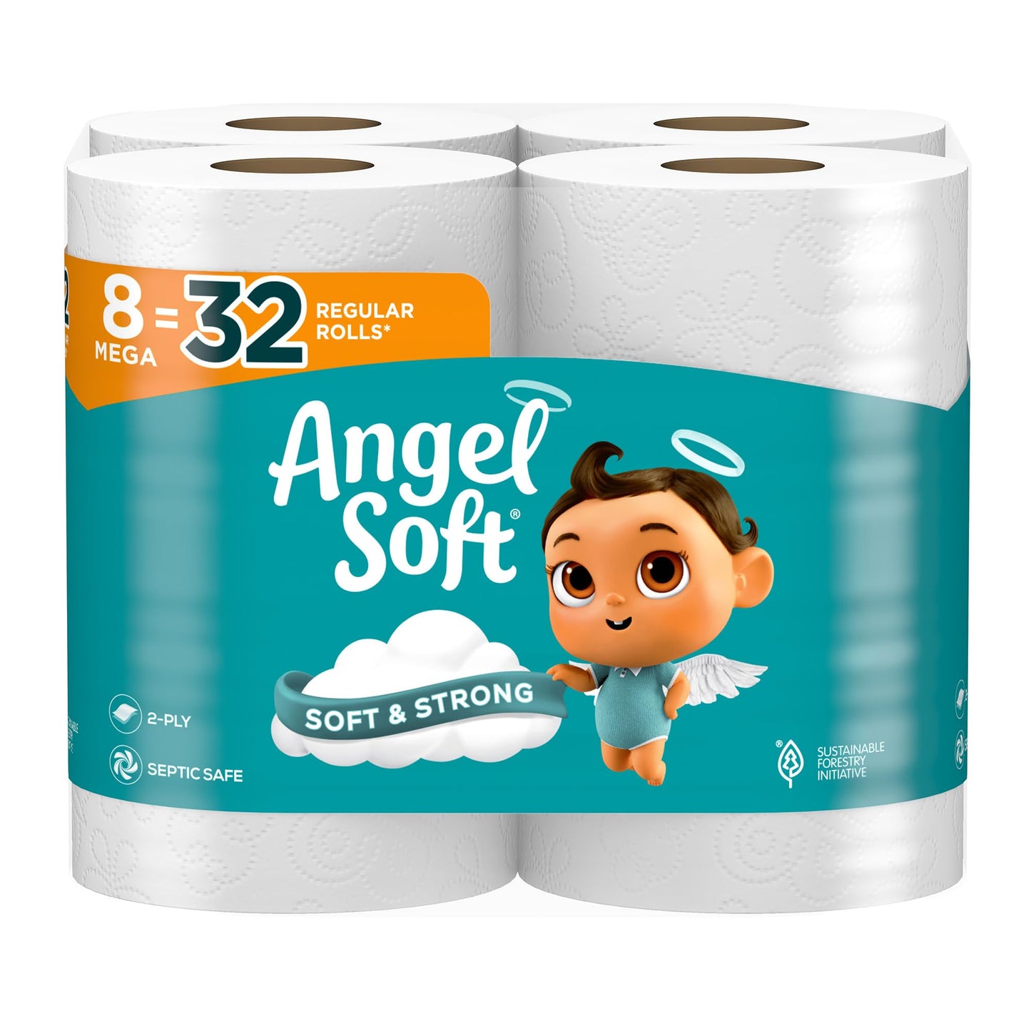 Angel Soft Toilet Paper, 16 Mega Rolls = 64 Regular Rolls, Soft and Strong Toilet Tissue