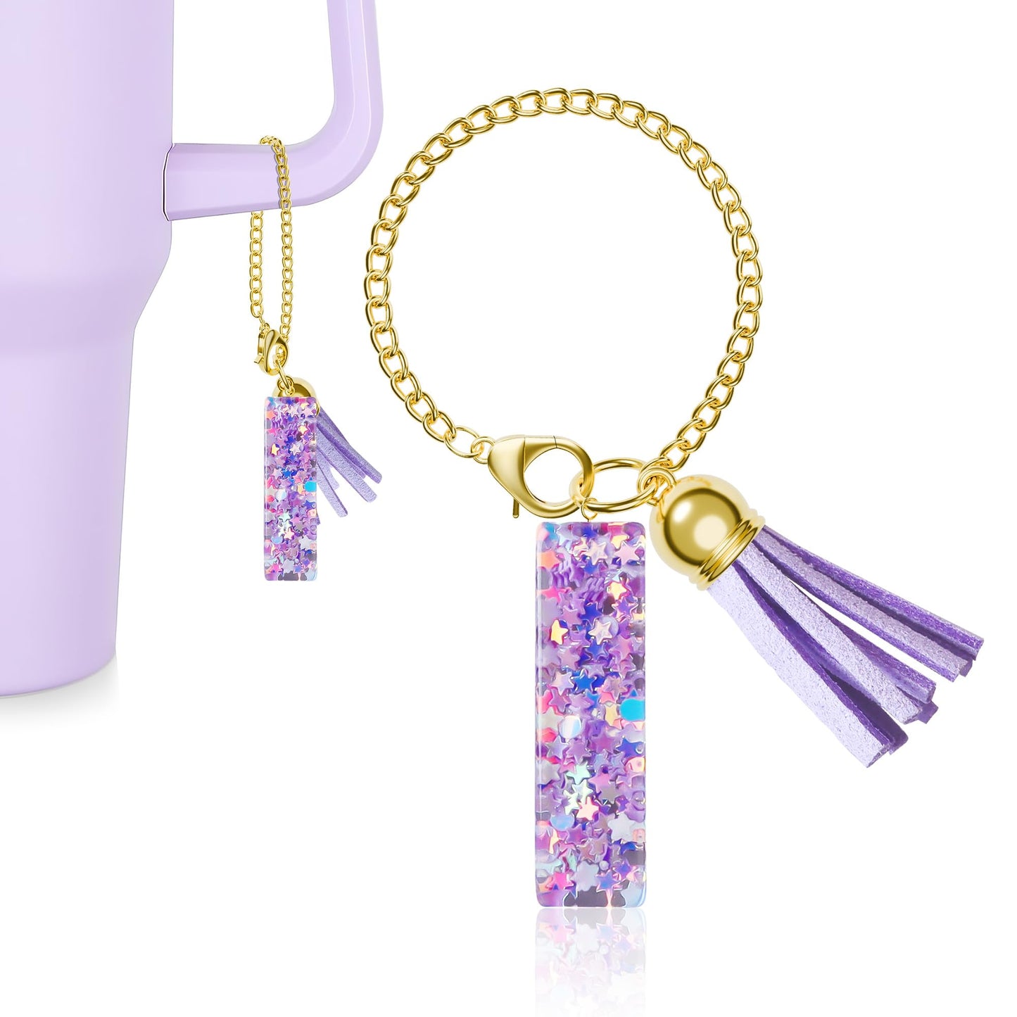 Letter Charm for Stanley Cup, 1PCS Purple Tumbler Accessories Charm for Handle, Initial Charm for Girls Women