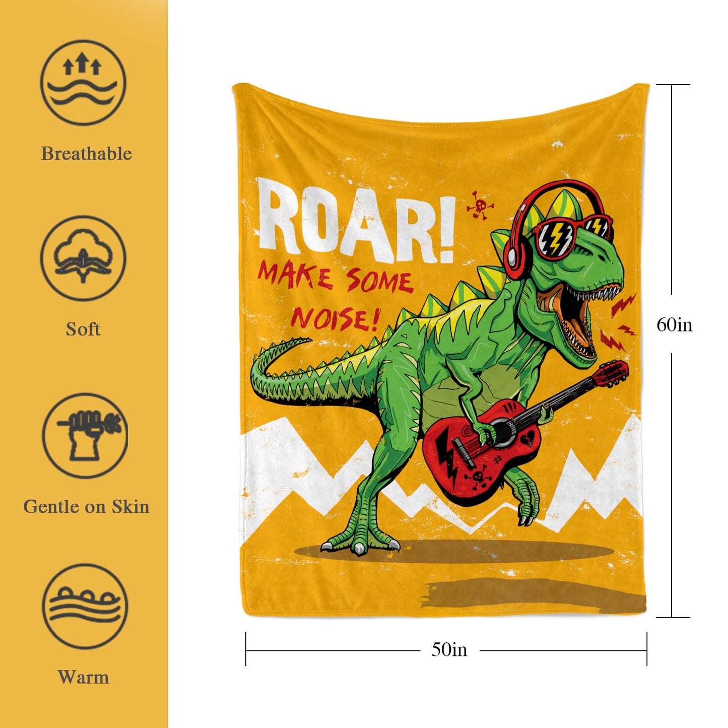 Dinosaur Blanket for Boys Kids 350GSM Soft Flannel Blanket for Boys Children's Toys are Suitable for Beds, Sofas, Outdoor Camping and School Lunch Break 50 * 60in