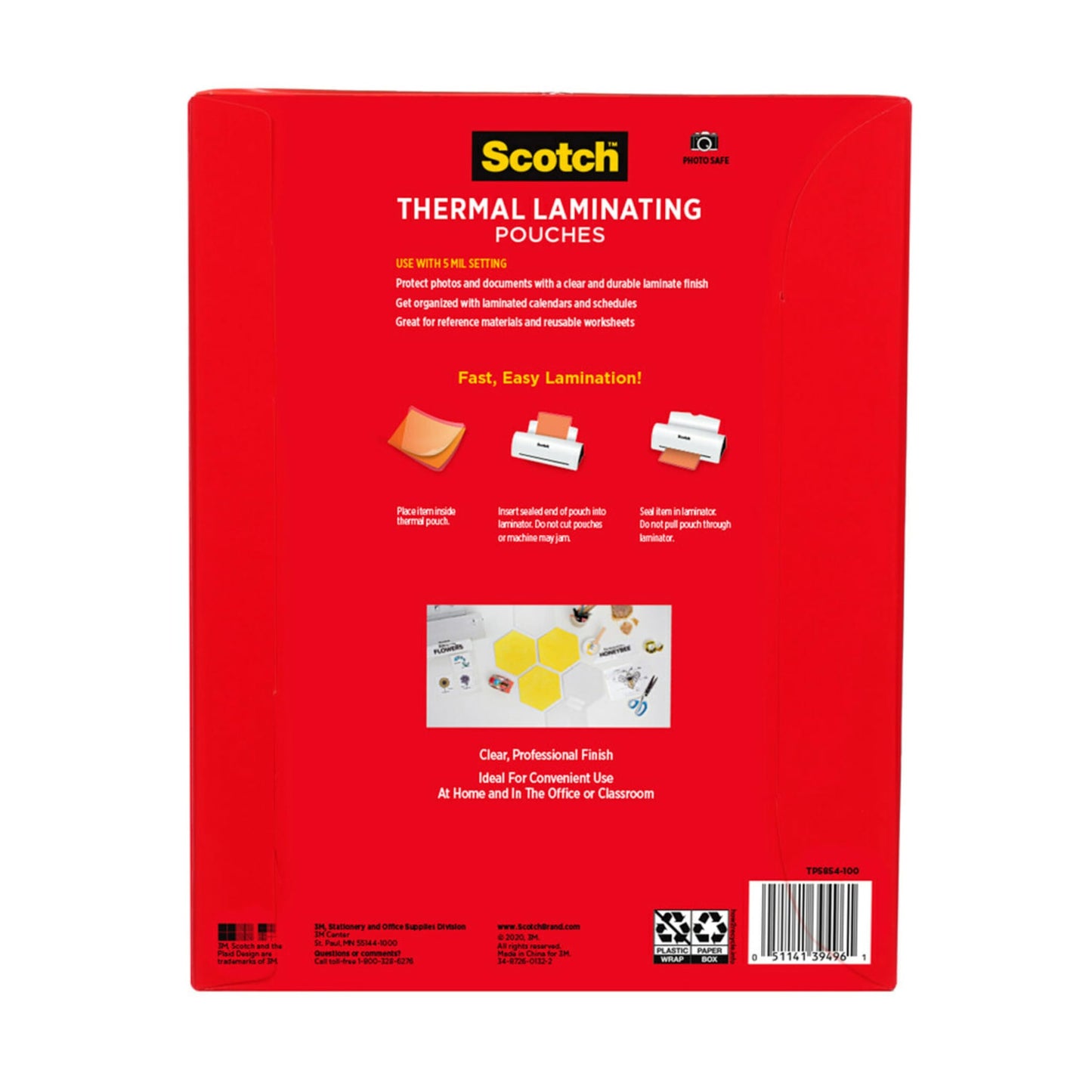 Scotch Thermal Laminating Pouches, 100 Count, Clear, 5 mil., Laminate Business Cards, Banners and Essays, Ideal Office or School Supplies, Fits Letter Sized Paper (8.9 in. × 11.4 in.)