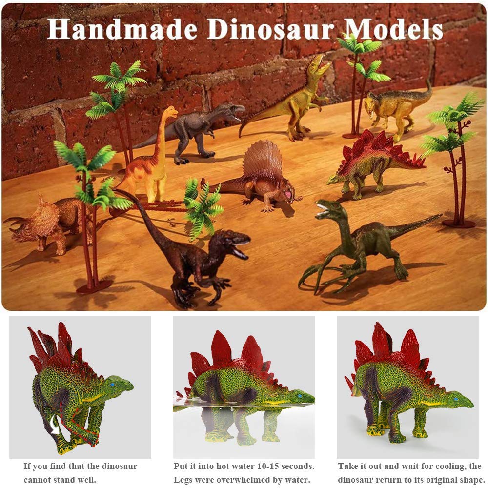 TEMI Dinosaur Truck Toys for Kids 3-5 Years, Tyrannosaurus Transport Car Carrier Truck with 8 Dino Figures, Activity Play Mat, Dinosaur Eggs, Trees, Capture Jurassic Play Set for Boys and Girls