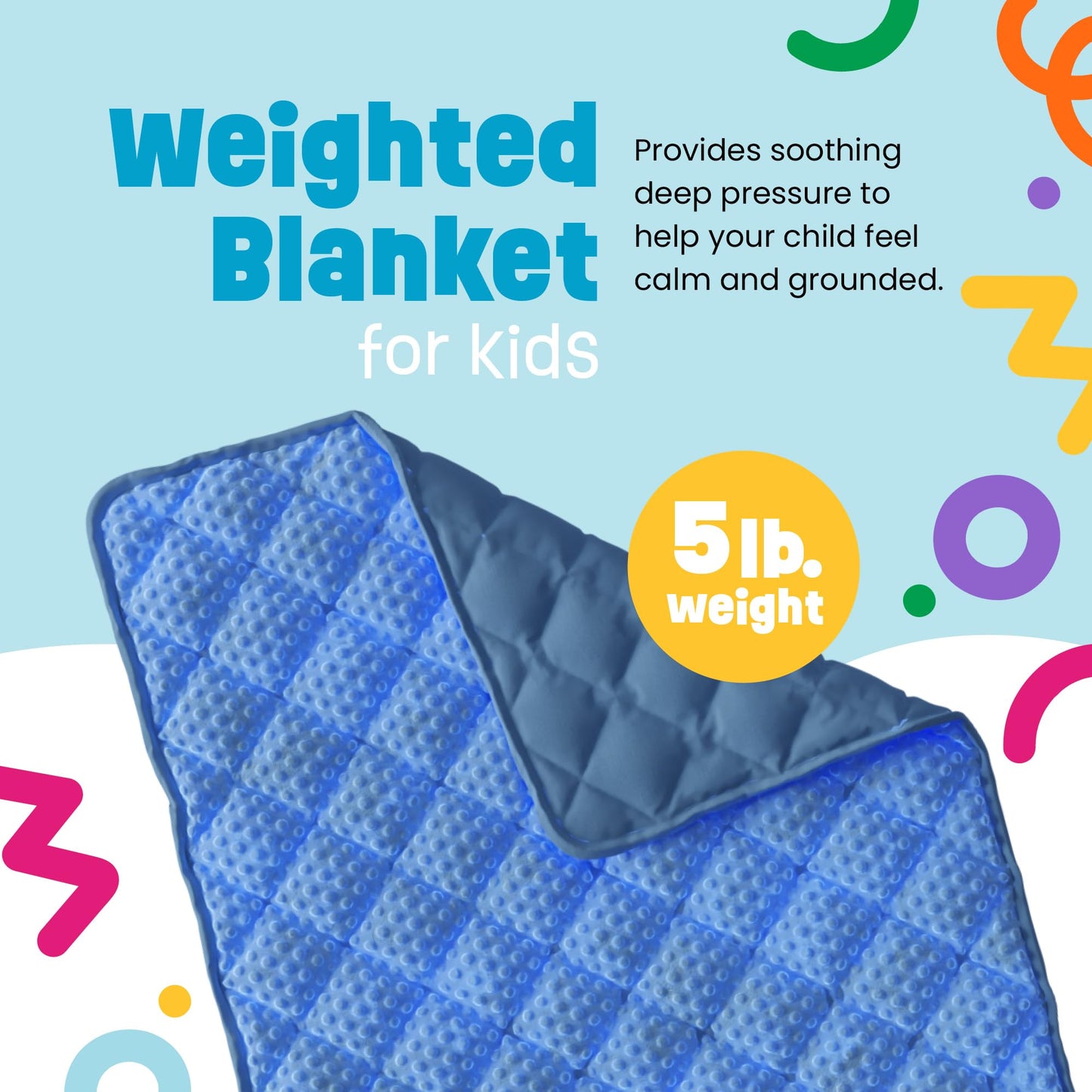 5lb Child's Weighted Blanket - Kids Weighted Blanket 5 Pounds (36" x 48") - Cute Dotted Texture Sensory Blanket - 5 lbs Weight Blanket for Kids Ages 4 to 7 - Machine Washable, Travel Friendly (Blue)