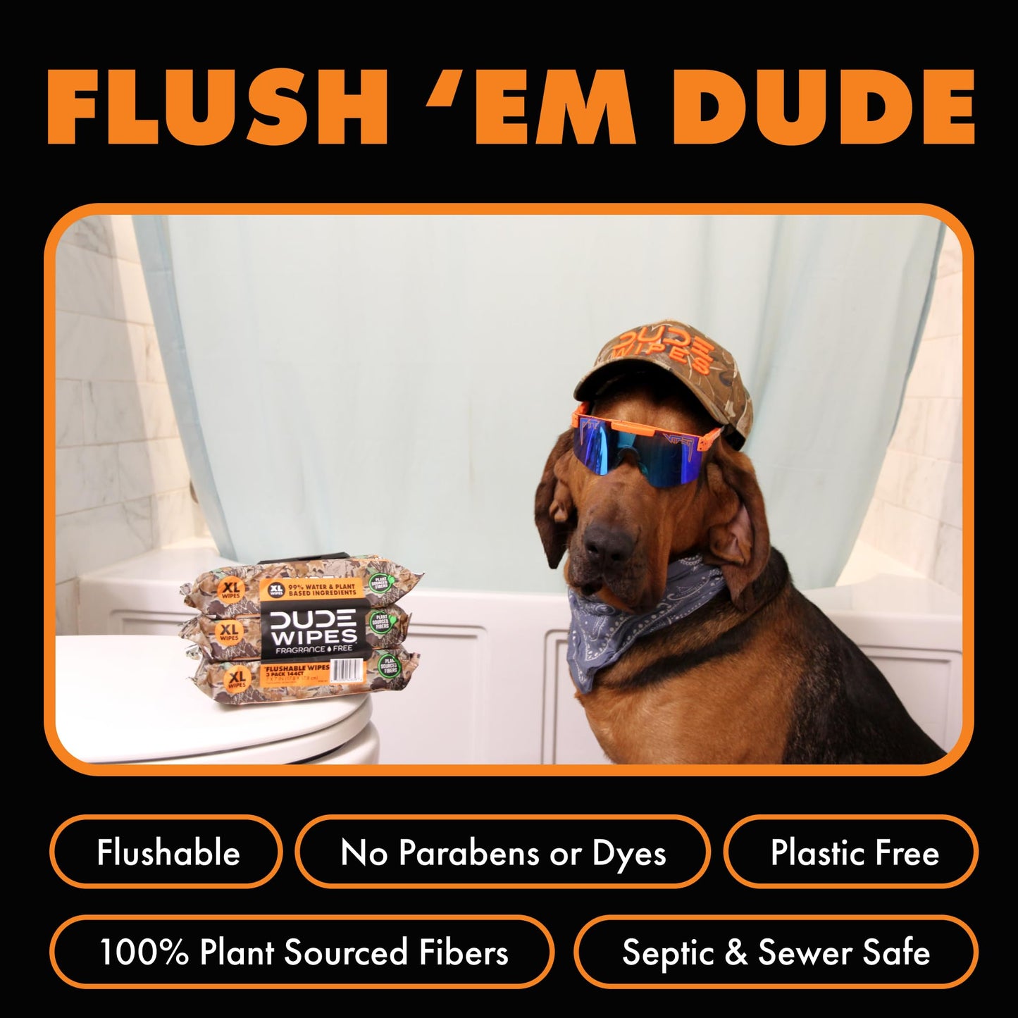 DUDE Wipes - Flushable Wipes - 6 Pack, 288 Wipes - DUMPkin Spice with Clove, Nutmeg, and Other Fall Pumpkin Spice Scents - Septic and Sewer Safe Butt Wipes For Adults, Extra Large