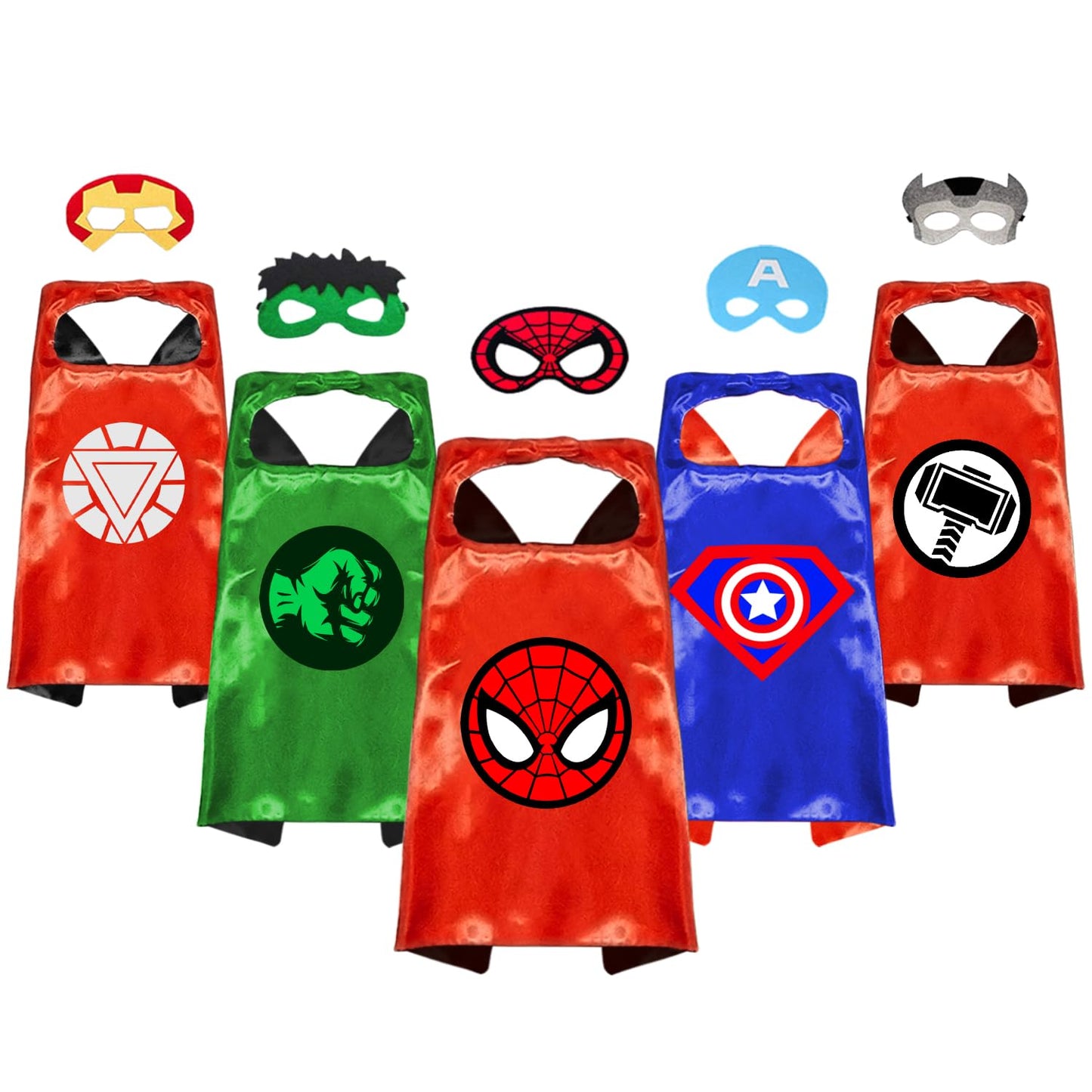 Superhero Capes and Masks Cosplay Costumes Birthday Party Christmas Halloween Dress up Gift for Kids (New Hulk 5 Sets)