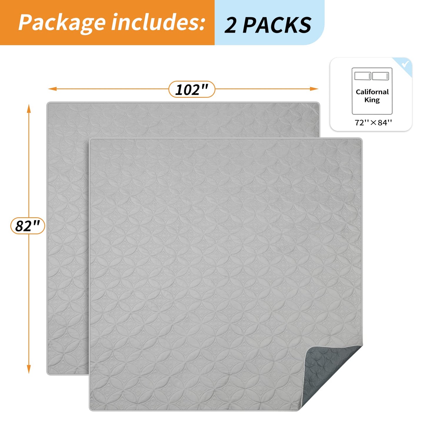 2 Packs Waterproof Dog Blankets Washable for Large Dog, Pet Couch Covers Protect Bed Sofa Furniture, Soft Reversible Dog Blankets Anti Scratches Dirty for Puppy Kids (54"×82", Light/Dark Grey)