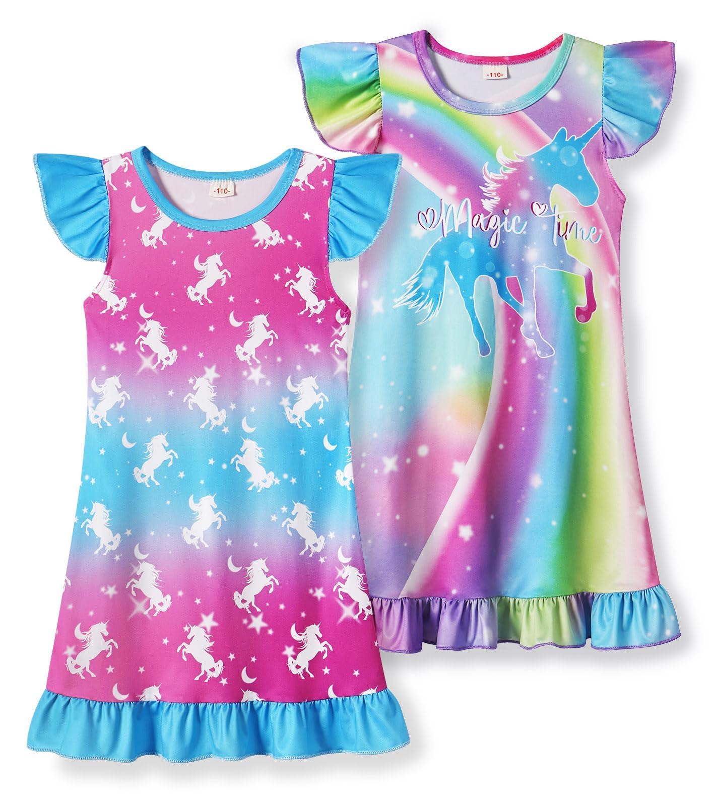 COTRIO Nightgowns for Girls Toddler Princess Night Dress Pajamas Nightshirts Sleepwear Night Gowns 2 Pack Sleep Clothes