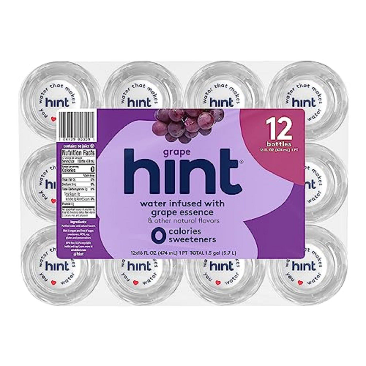 Hint Water Red Variety Pack, 3 Bottles Each of: Peach, Raspberry, Watermelon, and Strawberry Lemon, Zero Calories, Zero Sugar and Zero Sweeteners, 16 Fl Oz (Pack of 12)