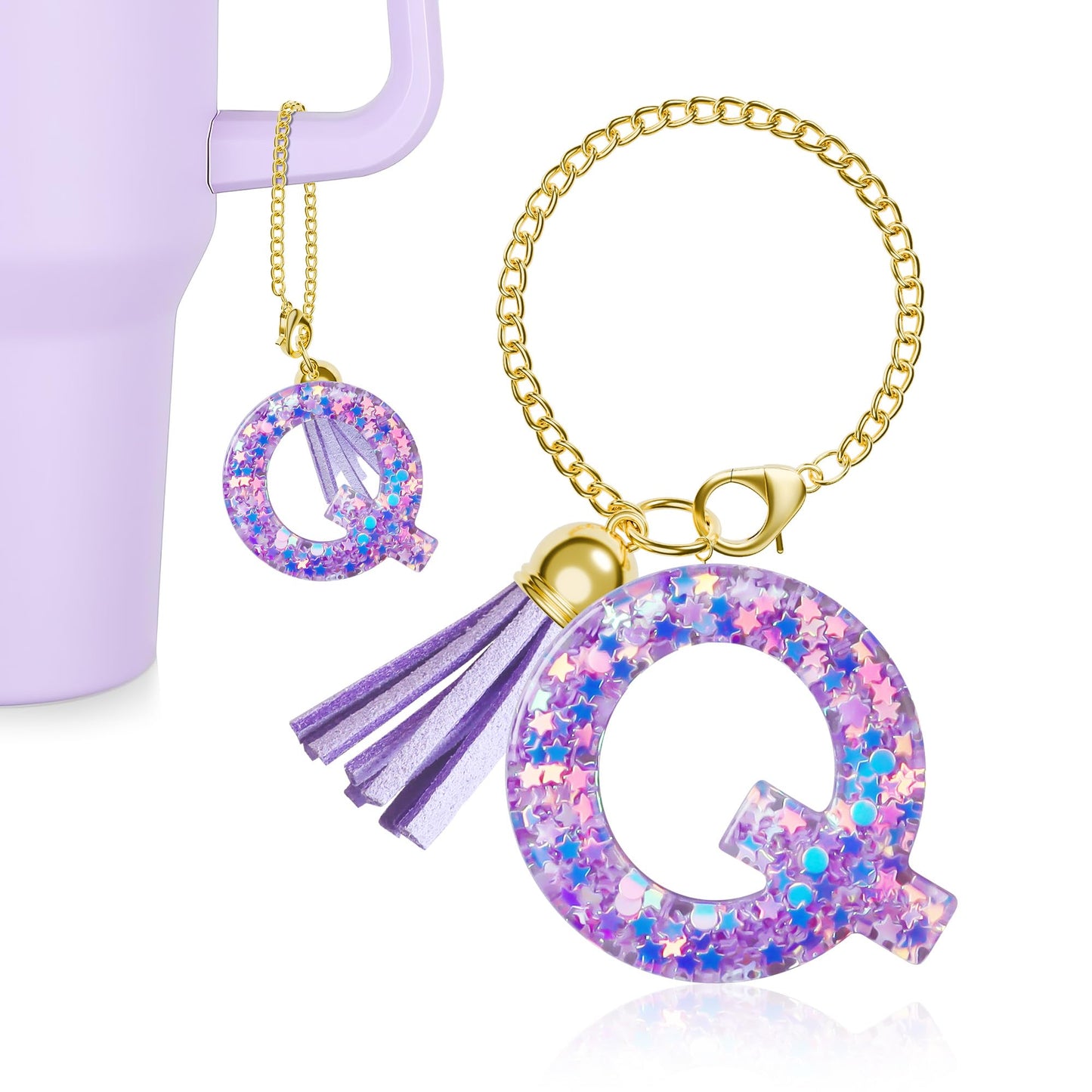 Letter Charm for Stanley Cup, 1PCS Purple Tumbler Accessories Charm for Handle, Initial Charm for Girls Women