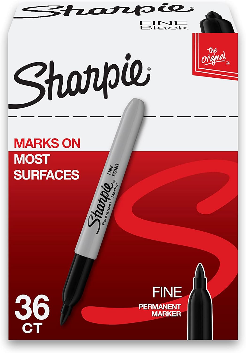 Sharpie Permanent Markers Bulk Set, Fine Tip Markers Set, Markers For Plastic, Metal, Wood, And More, Black, 36 Count