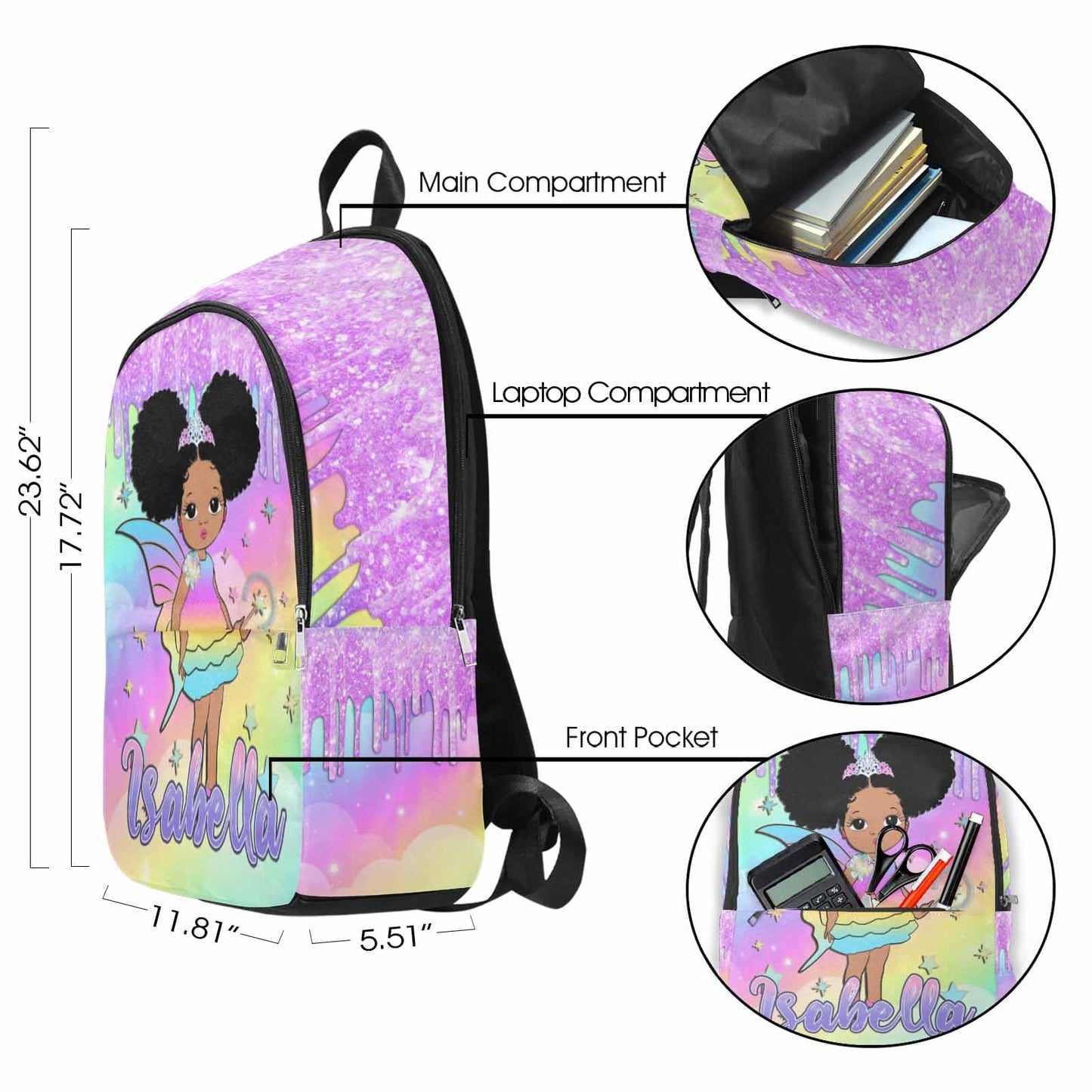 M YESCUSTOM Custom School Butterfly Backpack for Girls, Personalized Name Girls Bookbag Elementary Middle School Bags Travel Laptop Back Pack Casual Daypacks