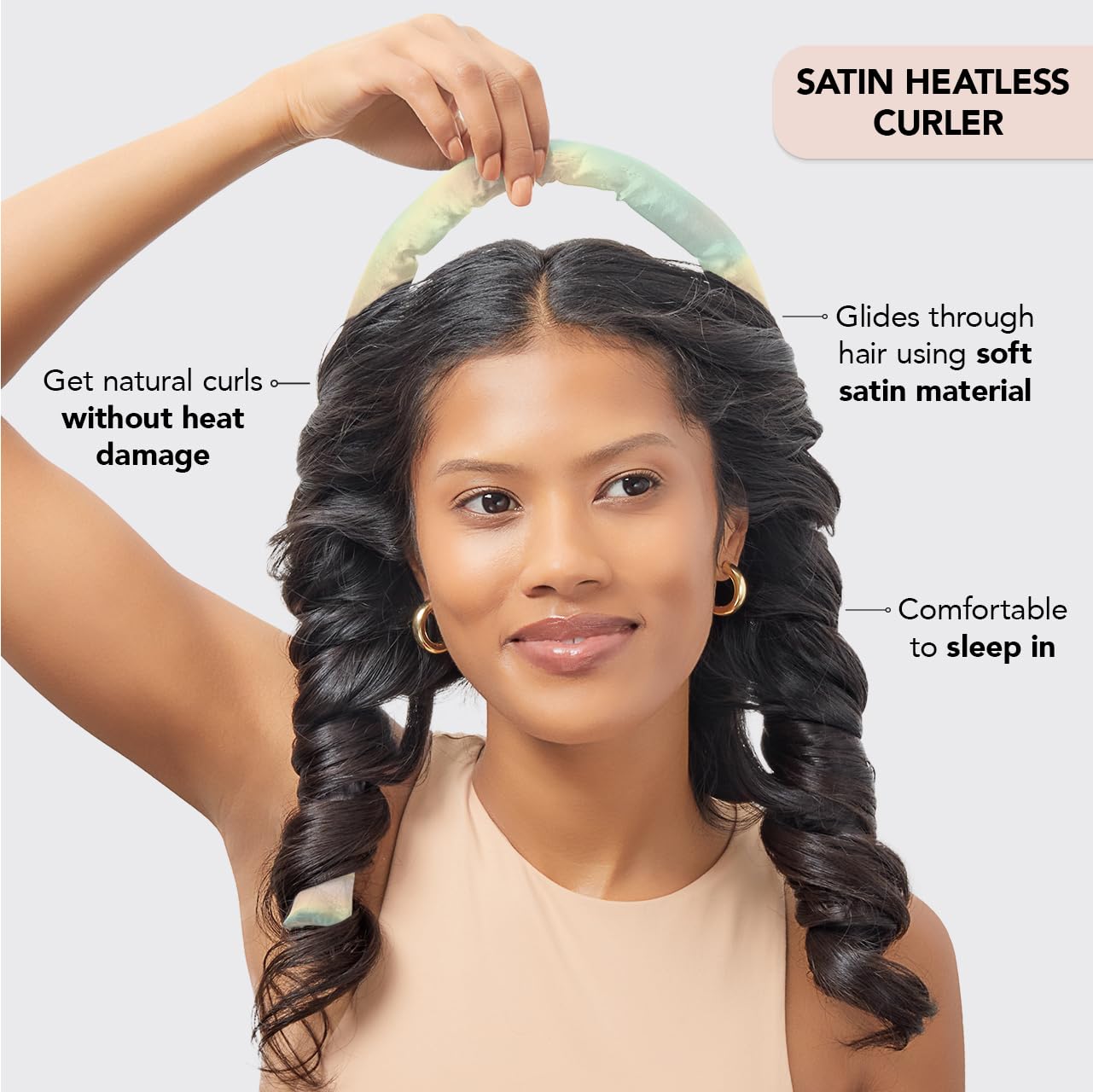 Kitsch Satin Heatless Curling Set - Heatless Hair Curlers to Sleep in - Heatless Curls Overnight - Heatless Curling Rod - No Heat Curls Overnight - Overnight Blowout Rods - Soft Hair Rollers - Sunset