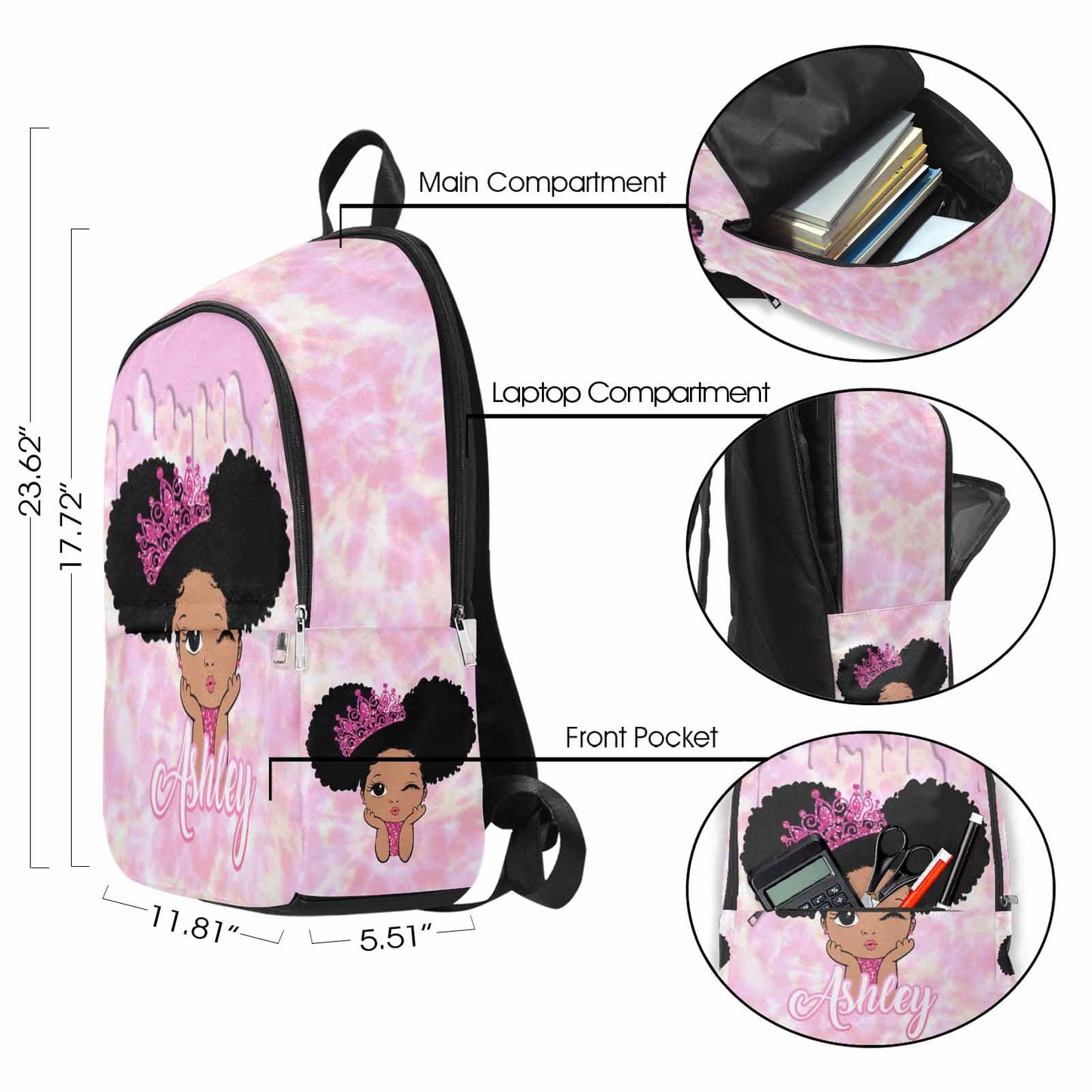 M YESCUSTOM Custom School Butterfly Backpack for Girls, Personalized Name Girls Bookbag Elementary Middle School Bags Travel Laptop Back Pack Casual Daypacks