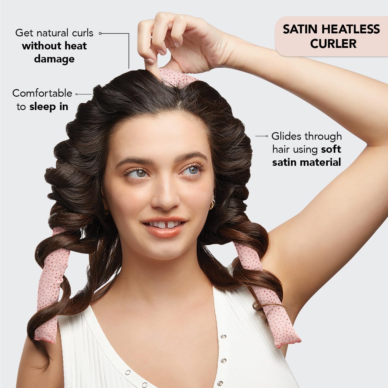 Kitsch Satin Heatless Curling Set - Heatless Hair Curlers to Sleep in - Heatless Curls Overnight - Heatless Curling Rod - No Heat Curls Overnight - Overnight Blowout Rods - Soft Hair Rollers - Sunset