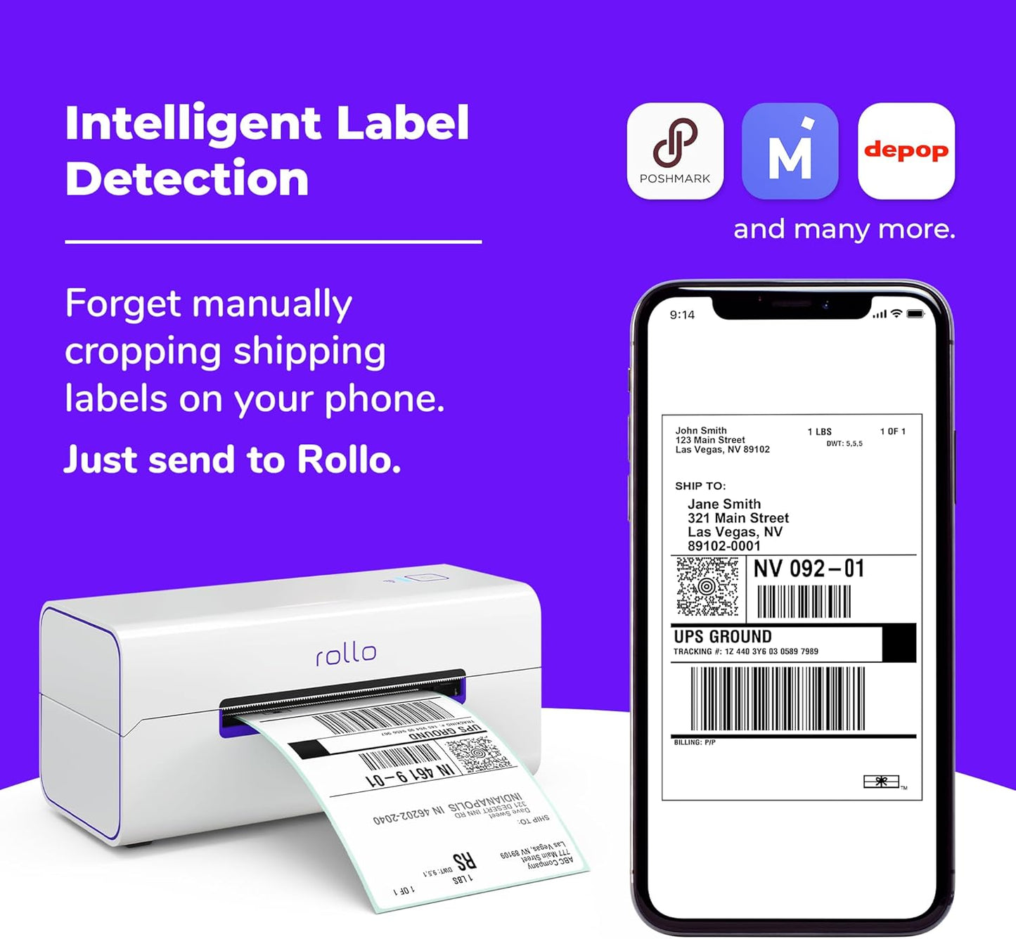 Rollo Wireless Label Printer - Wi-Fi Thermal Printer for Shipping Packages - AirPrint from iPhone, iPad, Mac - 4x6, Supports Windows, Chromebook, Android, Linux