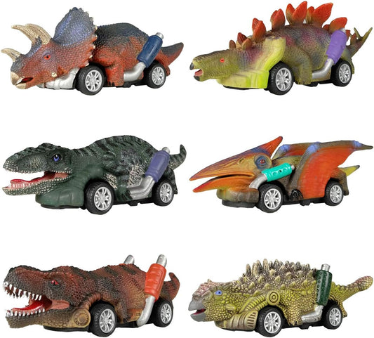 DINOBROS Dinosaur Toy Pull Back Cars,6 Pack Dino Toys for 3 Year Old Boys Girls and Toddlers,Boy Toys Age 3,4,5 and Up,Pull Back Toy Cars,Dinosaur Games with T-Rex