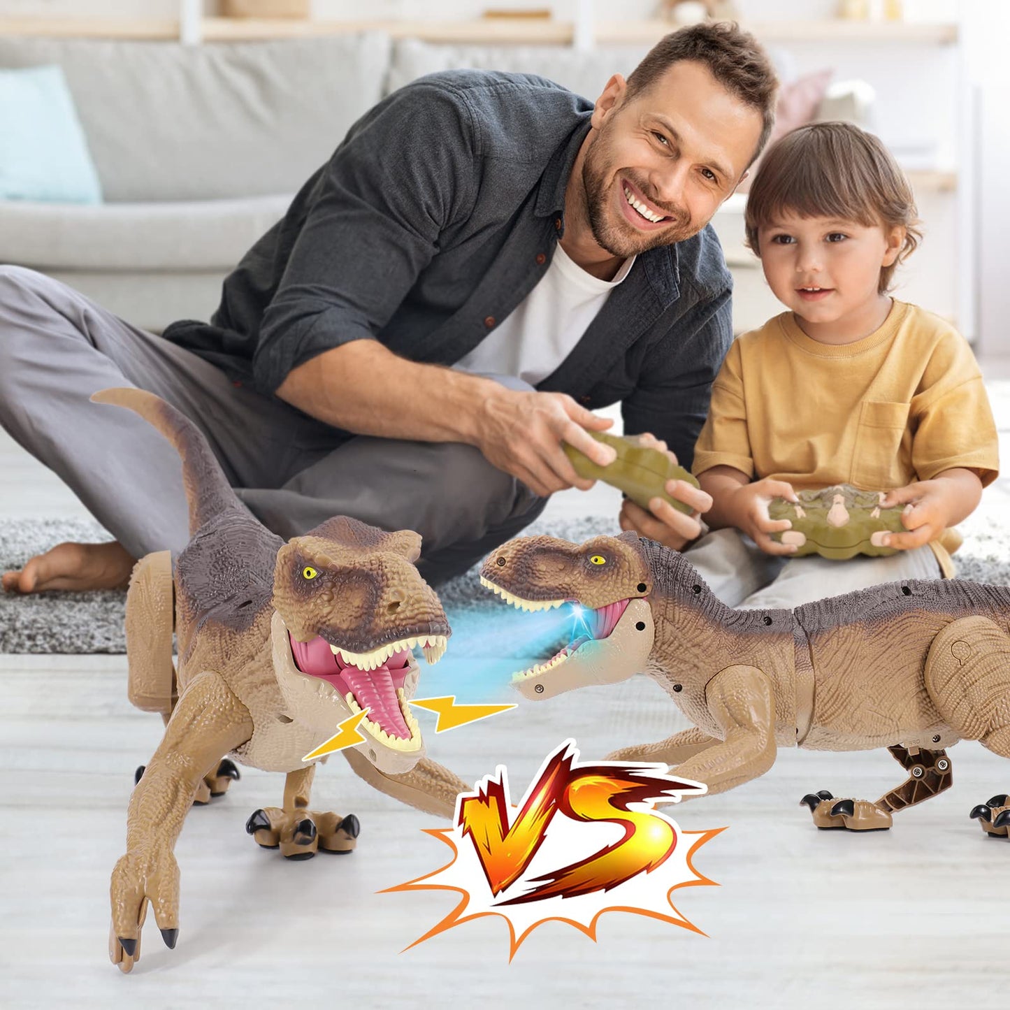 VERTOY Remote Control Dinosaur Toys for Kids - Build a Big Walking Velociraptor Dino with Light and Sound, Birthday Gift Ideas for Boys and Girls 3-5 5-7 8-12 Year Old