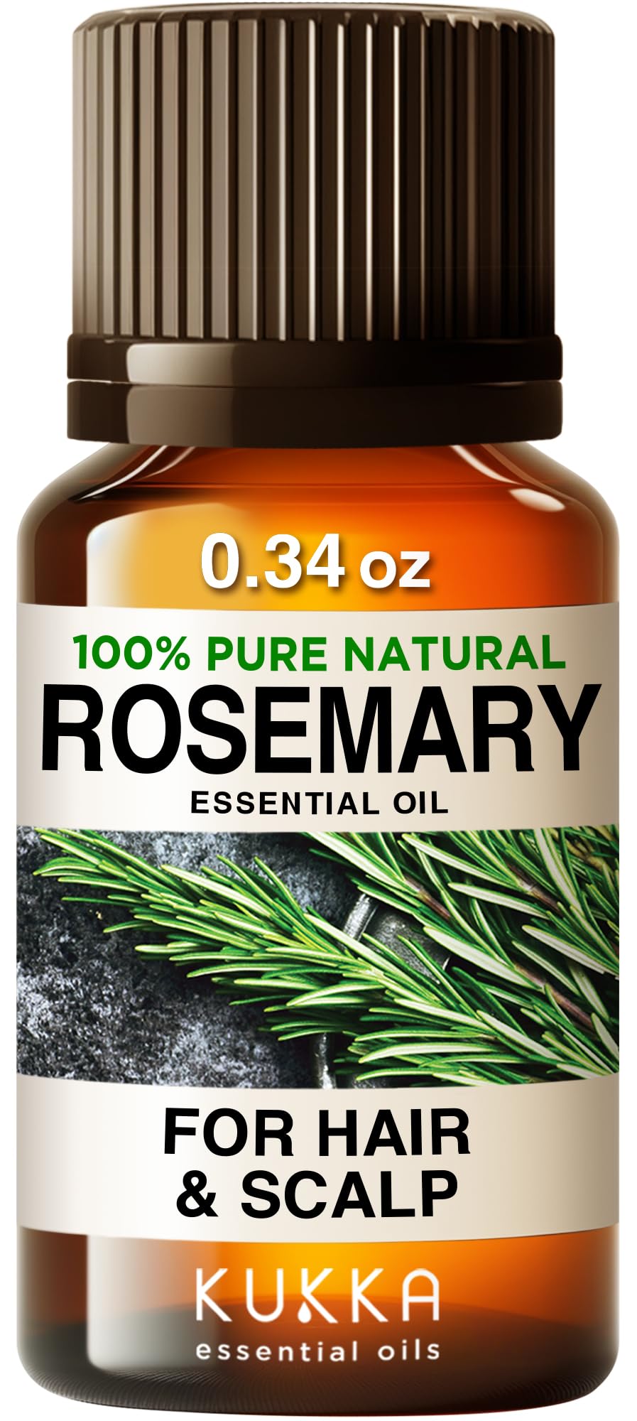 Kukka Rosemary Oil for Hair - 100% Natural Rosemary Hair Oil - Rosemary Essential Oils for Skin, Diffuser & Aromatherapy - Soap Making & DIY (4 Fl Oz)