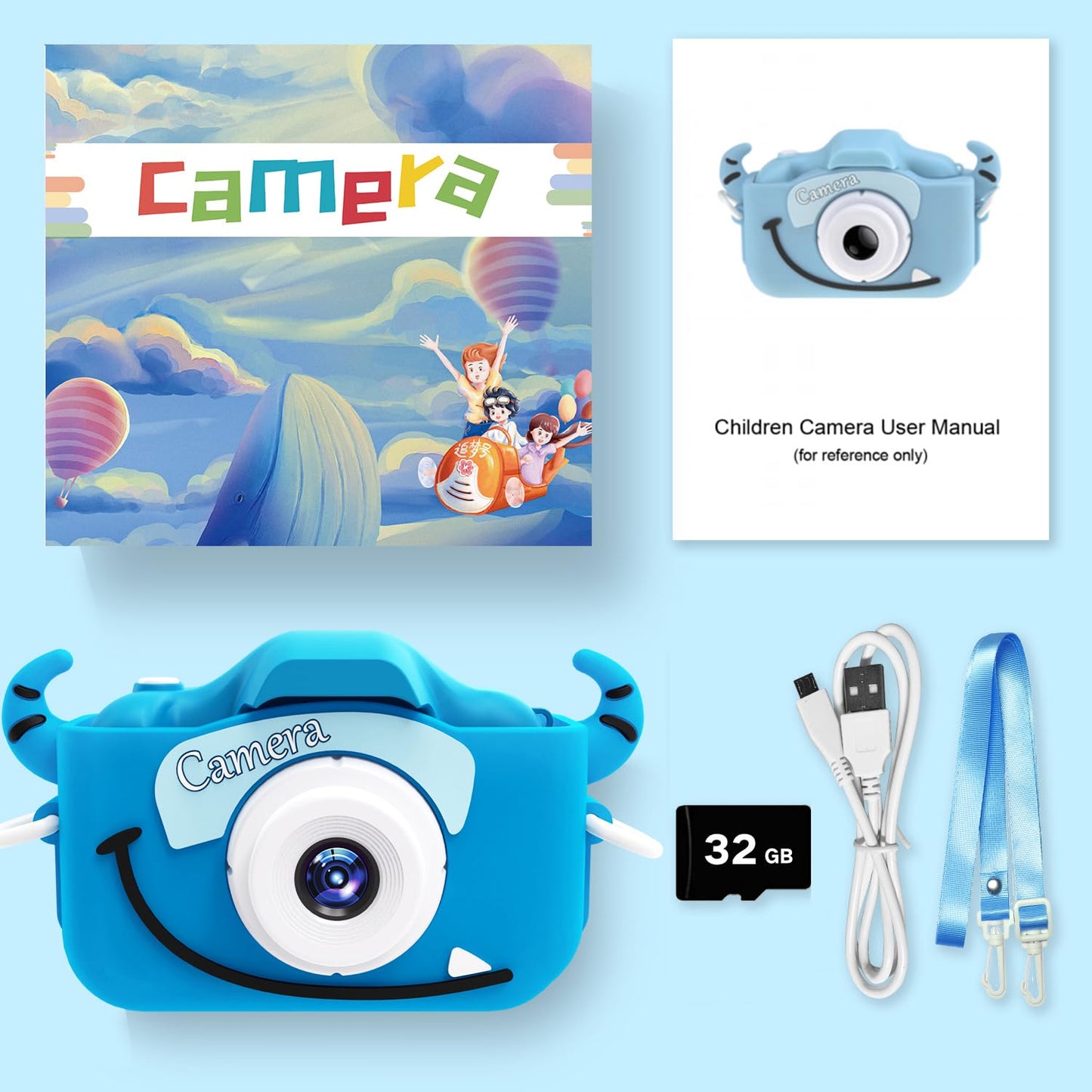 Goopow Kids Camera Toys for 3-8 Year Old Girls Boys,Children Digital Video Camcorder Camera with Cartoon Soft Silicone Cover, Best Chritmas Birthday Festival Gift for Kids - 32G SD Card Included