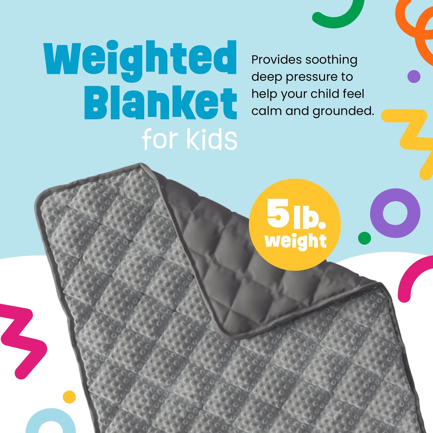 5lb Child's Weighted Blanket - Kids Weighted Blanket 5 Pounds (36" x 48") - Cute Dotted Texture Sensory Blanket - 5 lbs Weight Blanket for Kids Ages 4 to 7 - Machine Washable, Travel Friendly (Blue)