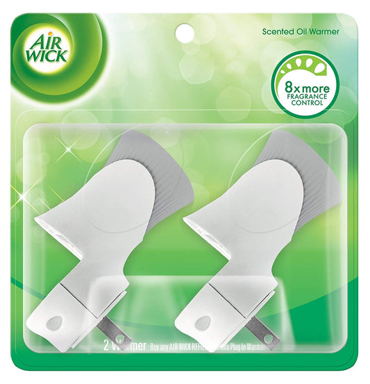 Air Wick plug in Scented Oil Warmer, White, Essential Oils, Air Freshener, 2 Count (Pack of 1)