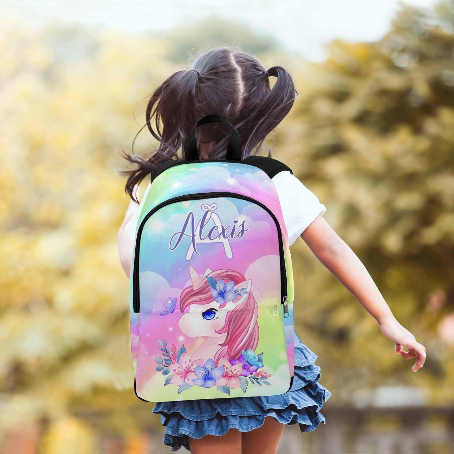 M YESCUSTOM Custom School Butterfly Backpack for Girls, Personalized Name Girls Bookbag Elementary Middle School Bags Travel Laptop Back Pack Casual Daypacks