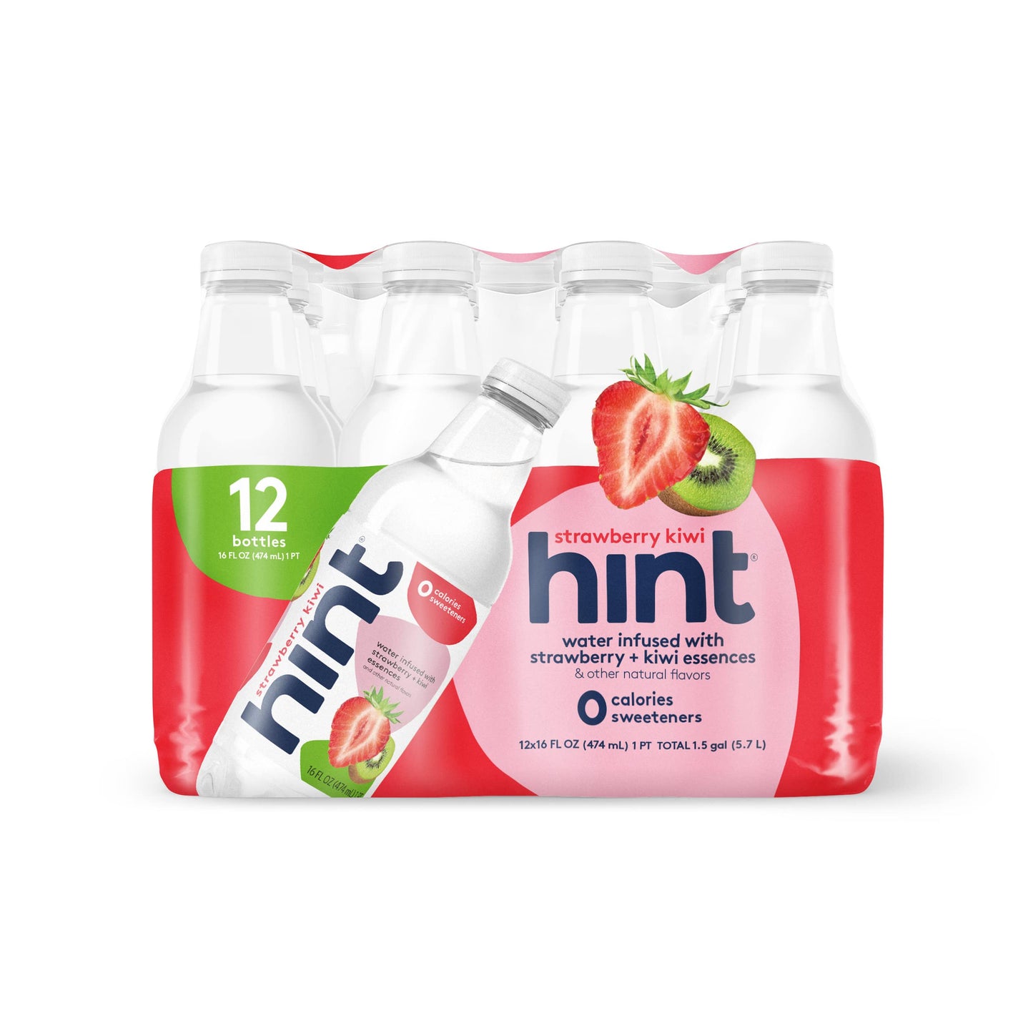 Hint Water Red Variety Pack, 3 Bottles Each of: Peach, Raspberry, Watermelon, and Strawberry Lemon, Zero Calories, Zero Sugar and Zero Sweeteners, 16 Fl Oz (Pack of 12)