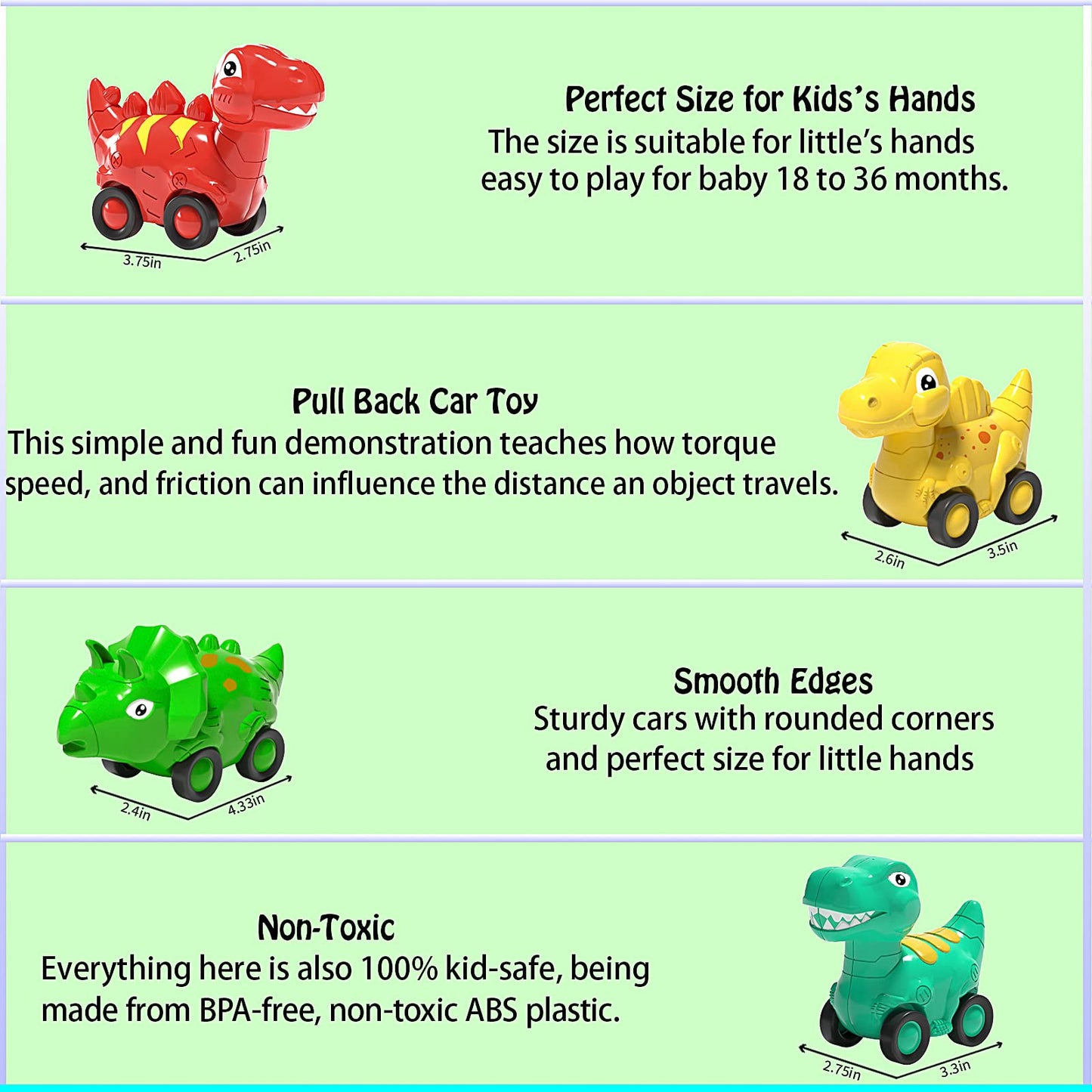 Veslier Dinosaur Car Toy for 2 3 4 5 Years Old Boys, Friction Power Carrier Truck with 4 Pack Small Pull Back Dino Car, Christmas Birthday Gift for 18+ Months Boy Girl Kids Toddlers