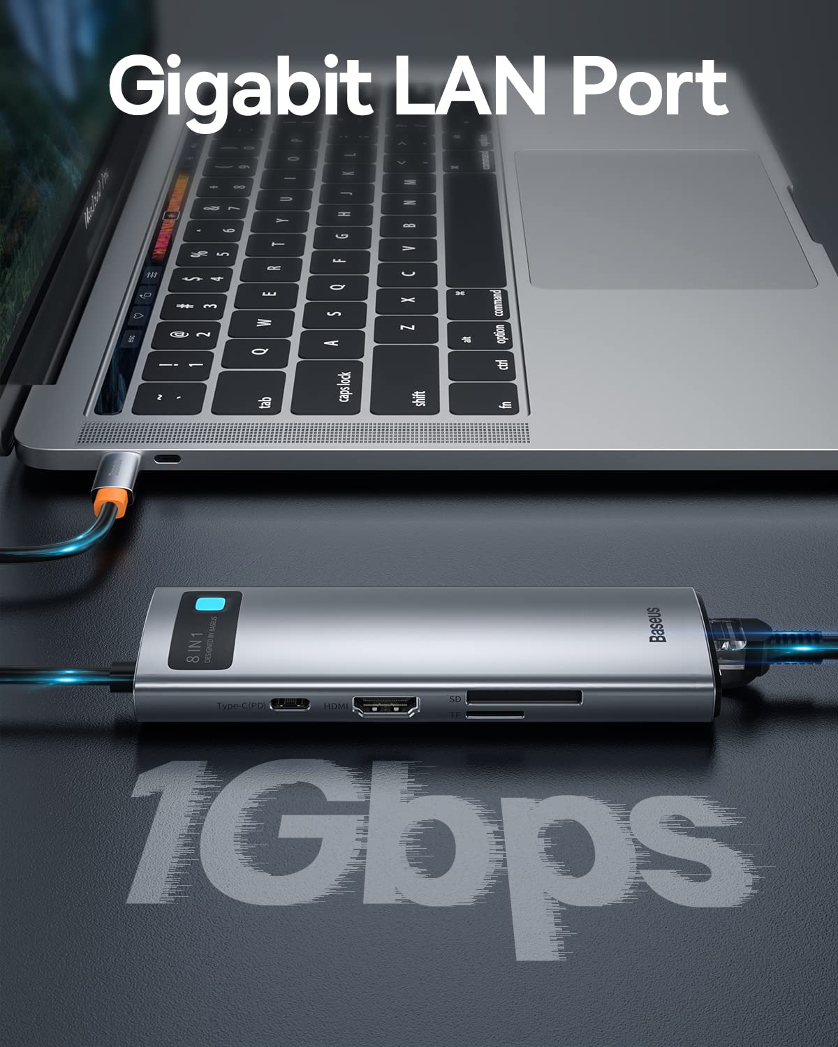 Baseus USB C to HDMI Adapter, 4K@60Hz USB C Docking Station, 7 in 1 USB C Hub with 3 USB-A, PD 100W, TF/SD Card Reader, USB C Dock Compatible for iPhone 15/Mac/Dell/Acer/HP/ASUS/Steam Deck/Rog Ally