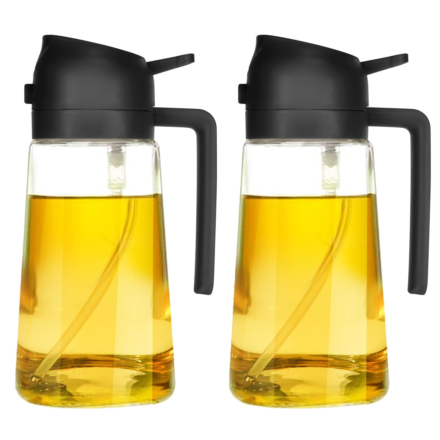 TrendPlain 16oz Oil Dispenser Bottle for Kitchen - 2 in 1 Olive Oil Dispenser and Oil Sprayer - 470ml Olive Oil Bottle - Oil Sprayer for Cooking, Kitchen, Salad, Barbecue Black