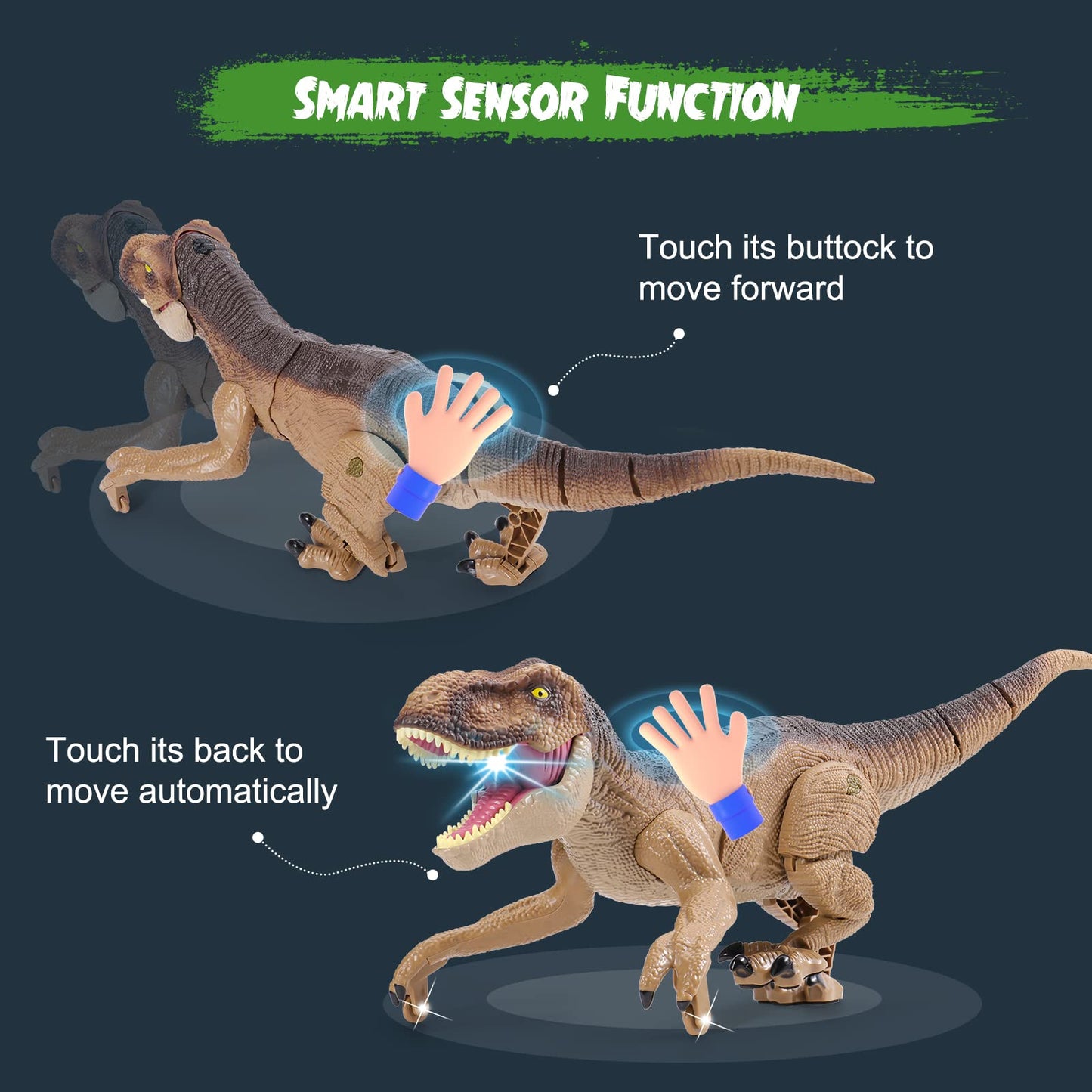 VERTOY Remote Control Dinosaur Toys for Kids - Build a Big Walking Velociraptor Dino with Light and Sound, Birthday Gift Ideas for Boys and Girls 3-5 5-7 8-12 Year Old