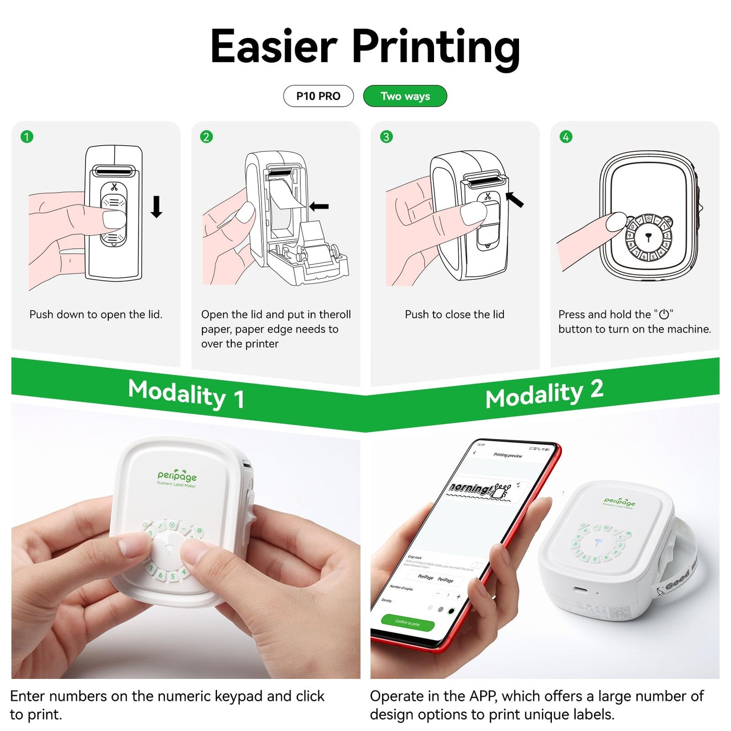 Portable Label Maker Machine P10Pro - Wireless Bluetooth Label Printer with Tape Included, Multiple Templates, Easy to Use for Office and Home Organization, USB Rechargeable（White）