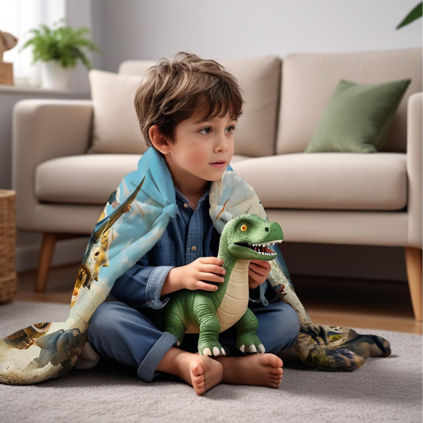 Dinosaur Blanket for Boys Kids 350GSM Soft Flannel Blanket for Boys Children's Toys are Suitable for Beds, Sofas, Outdoor Camping and School Lunch Break 50 * 60in