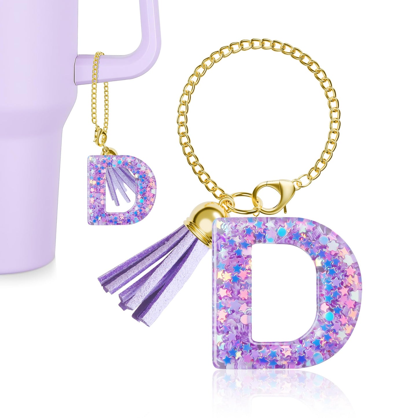 Letter Charm for Stanley Cup, 1PCS Purple Tumbler Accessories Charm for Handle, Initial Charm for Girls Women