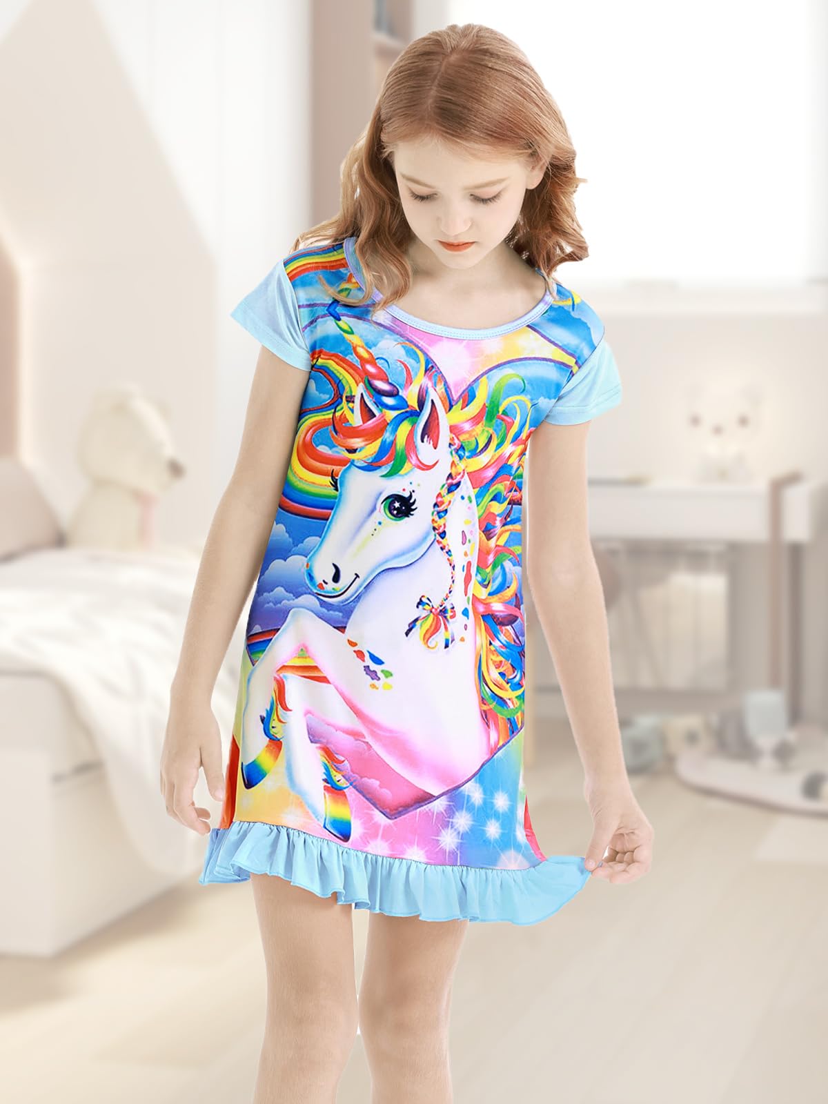 COTRIO Nightgowns for Girls Toddler Princess Night Dress Pajamas Nightshirts Sleepwear Night Gowns 2 Pack Sleep Clothes