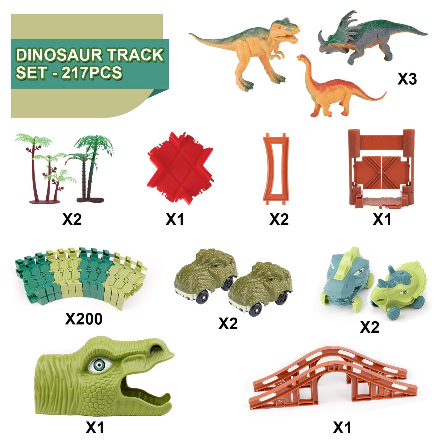 GIAT Dinosaur Track Toys - Best Birthday Gifts for 3 4 5 6 7 Year Old Boys Girls, Dinosaur Race Car Track with Light & Sound, Create A Dinosaur World Road Race