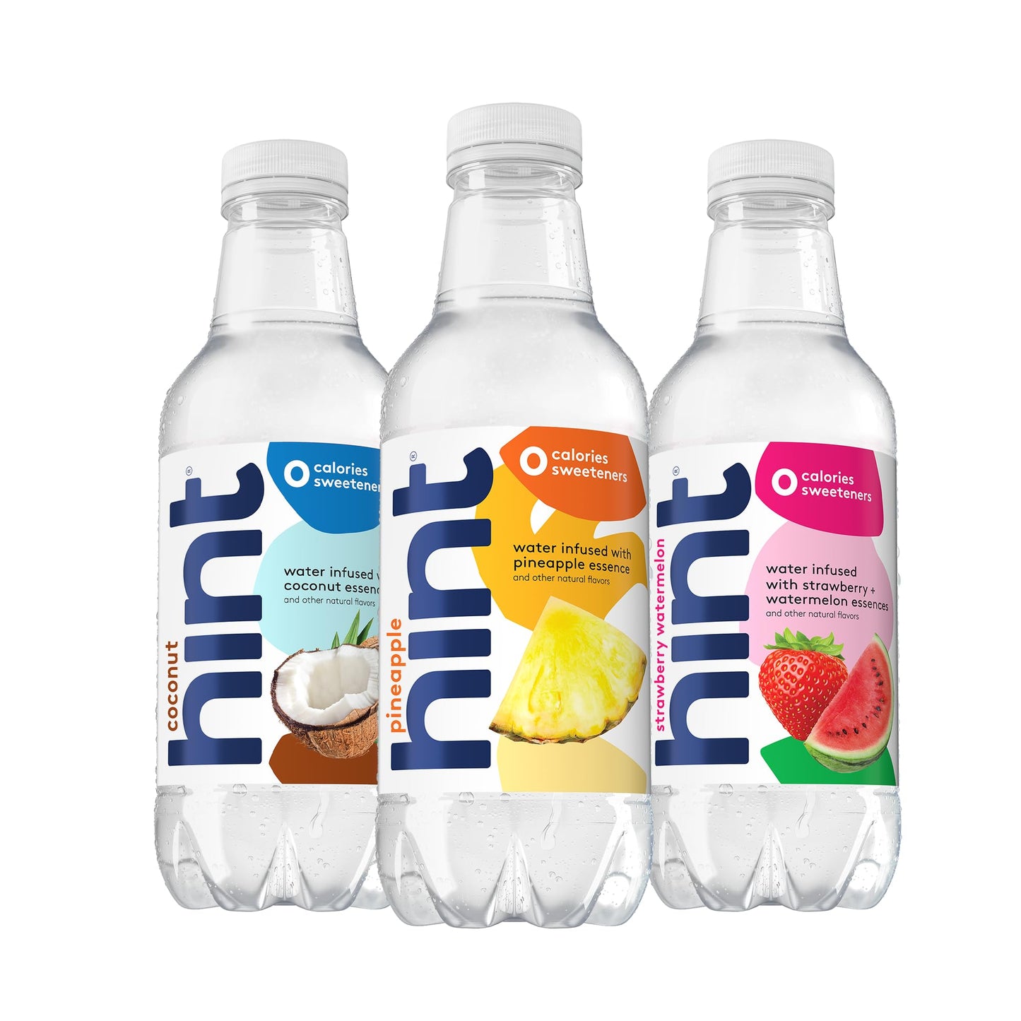 Hint Water Red Variety Pack, 3 Bottles Each of: Peach, Raspberry, Watermelon, and Strawberry Lemon, Zero Calories, Zero Sugar and Zero Sweeteners, 16 Fl Oz (Pack of 12)