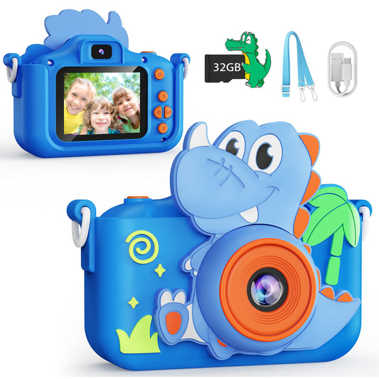 KOKODI Kids Camera Toy Digital Camera for Kids, Dinosaurs Birthday Gifts for Boys Age 3-12, 1080P HD Video Camera for Toddler, Children Toys for 3 4 5 6 7 8 9 Year Old Boys with 32GB SD Card