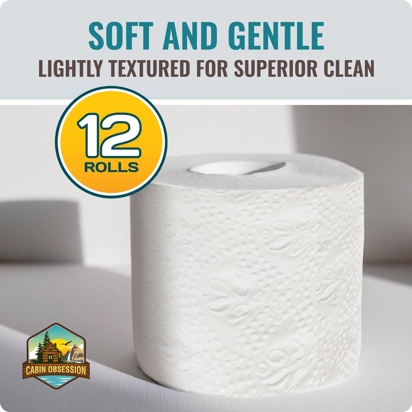 RV Toilet Paper - 12 Pack Septic Safe Toilet Paper 2-Ply Quick Dissolving Camper Toilet Paper Septic Safe to Prevent Clogs - Perfect for Automotive RVs, Septic Tank Systems, Boats, and Camping