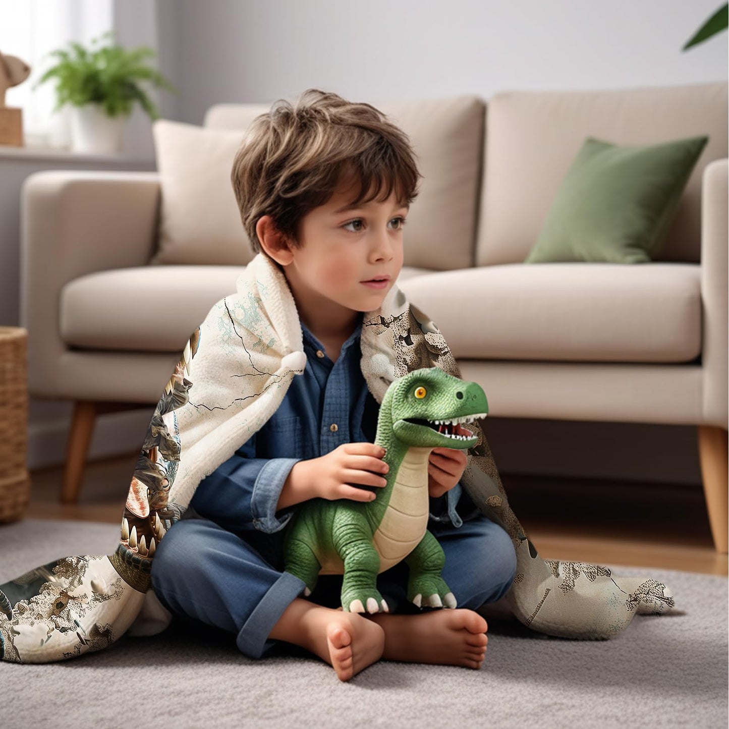 Dinosaur Blanket for Boys Kids 350GSM Soft Flannel Blanket for Boys Children's Toys are Suitable for Beds, Sofas, Outdoor Camping and School Lunch Break 50 * 60in