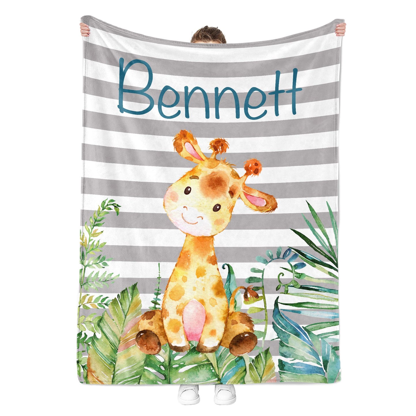 MDPrints Dinosaur Personalized Baby Blankets for Boys, Personalized Baby Gifts with Name, Customized Baby Blanket, Newborn Boy Gift, Soft Fleece