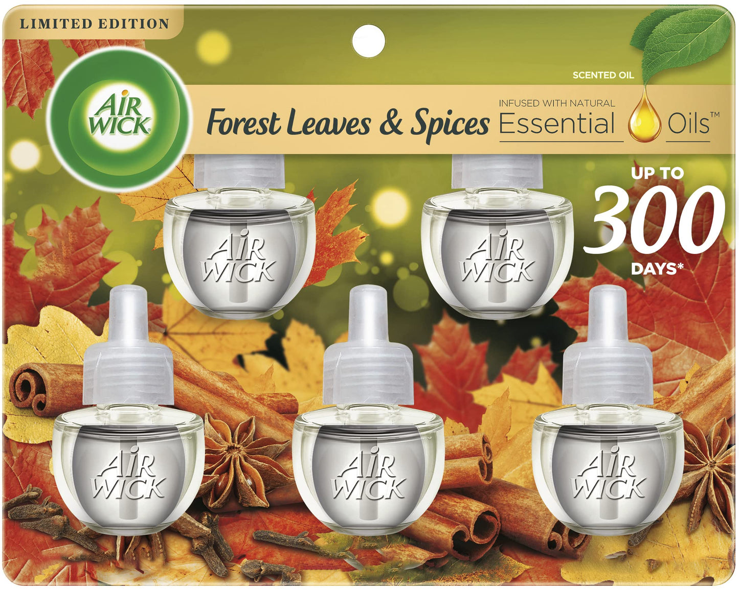 Air Wick Plug in Scented Oil Refill, 5 ct, Pumpkin Spice, Air Freshener, Essential Oils, Fall Scent, Fall Decor