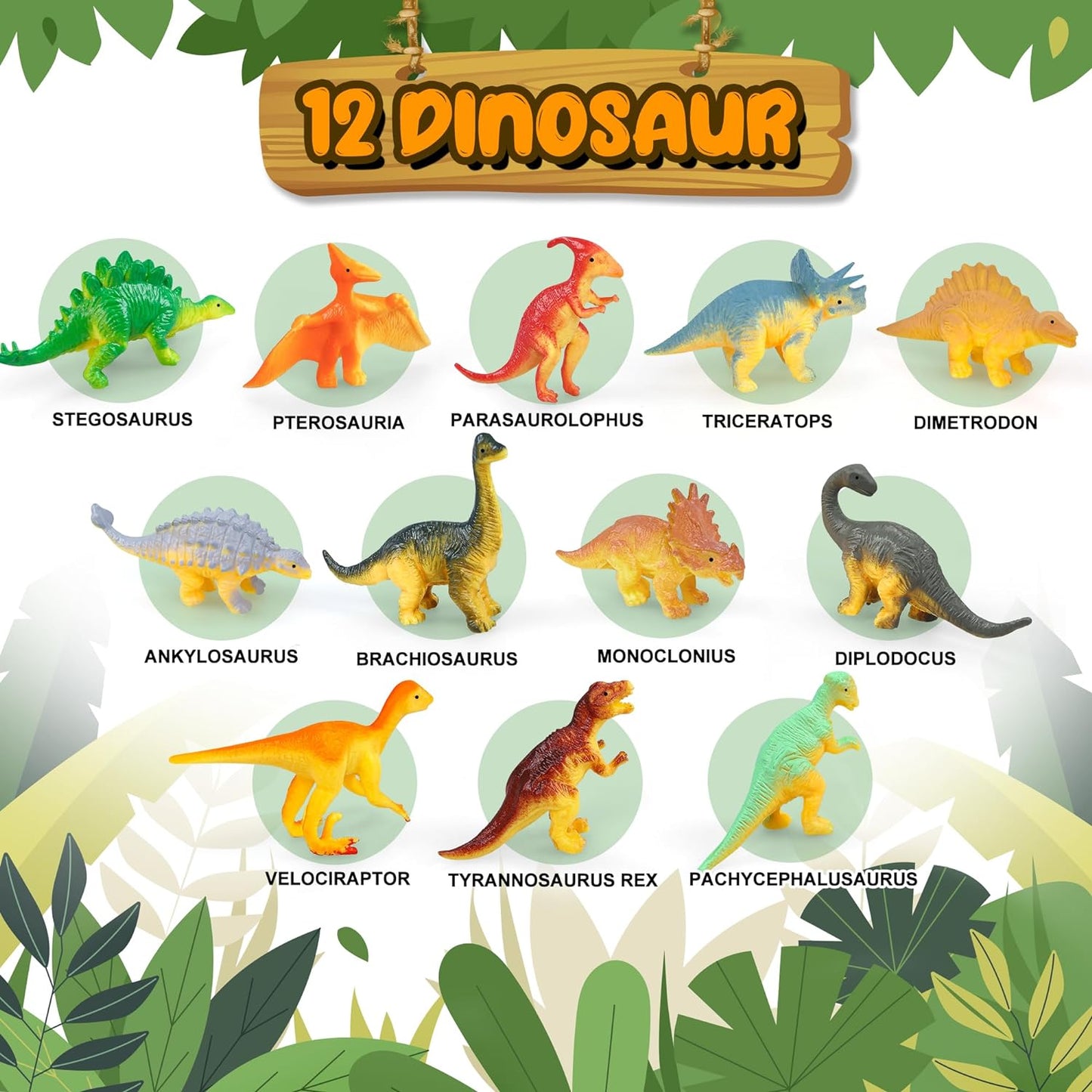 Dinosaur Toys,Dinosaur Sound Book with Pack of 12 Toy Figures,Realistic Roars,Interactive Perfect for Kids Dinosaurs Educational Toys for 3 4 5 6Year Old Boys&Girls