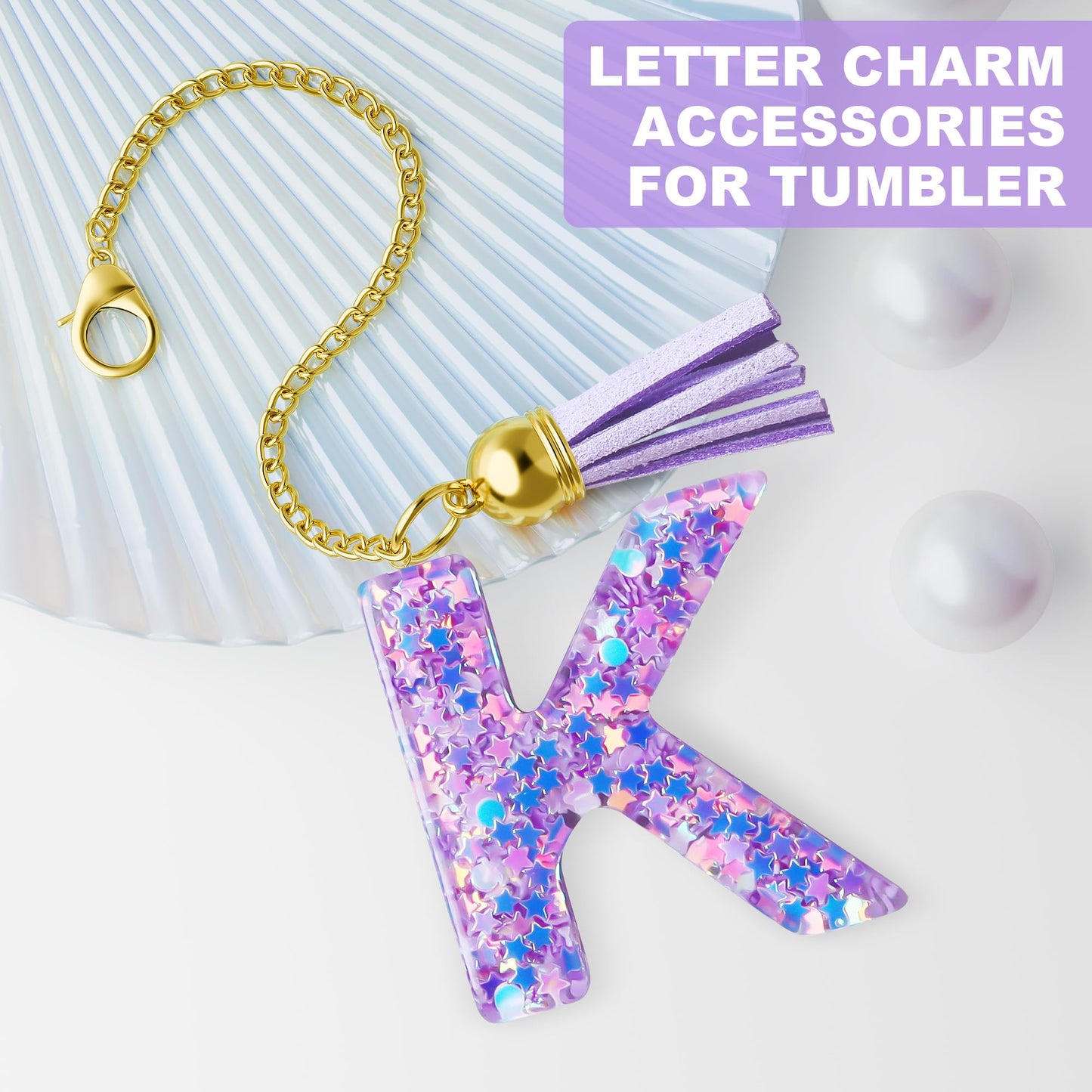 Letter Charm for Stanley Cup, 1PCS Purple Tumbler Accessories Charm for Handle, Initial Charm for Girls Women