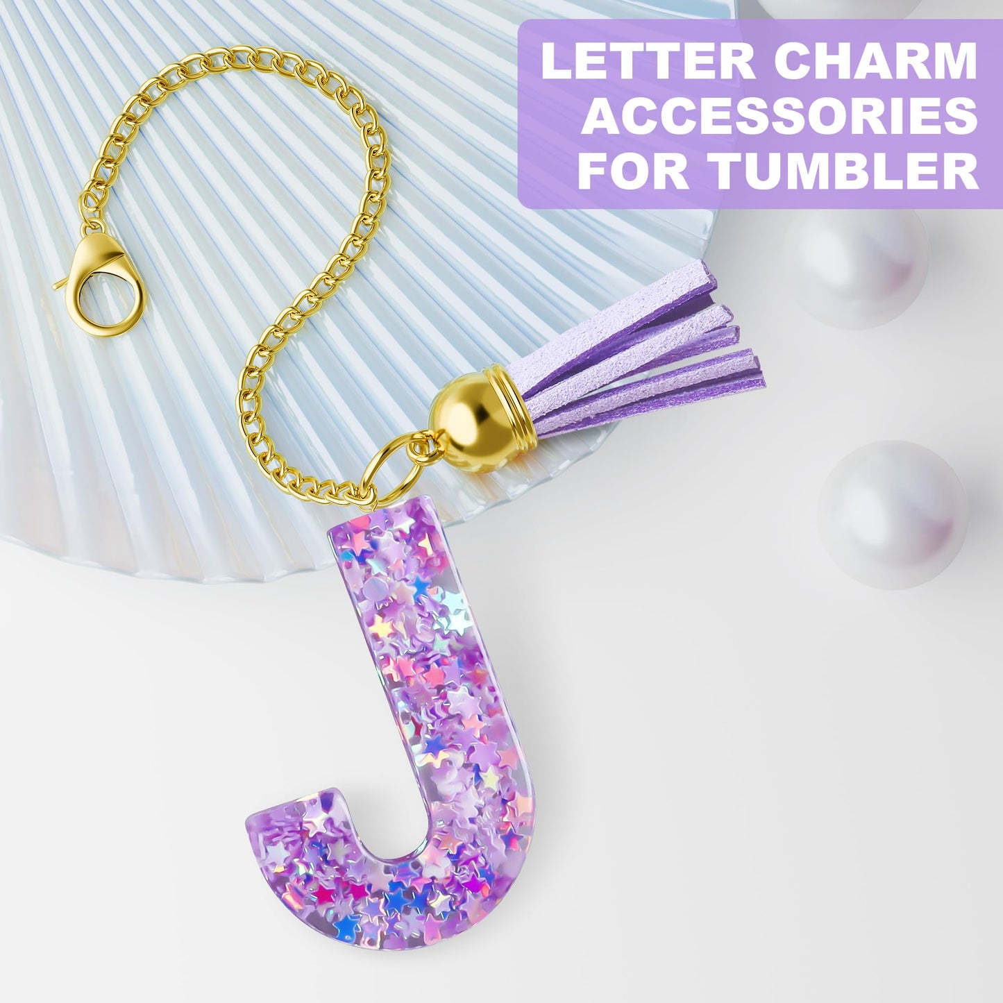 Letter Charm for Stanley Cup, 1PCS Purple Tumbler Accessories Charm for Handle, Initial Charm for Girls Women