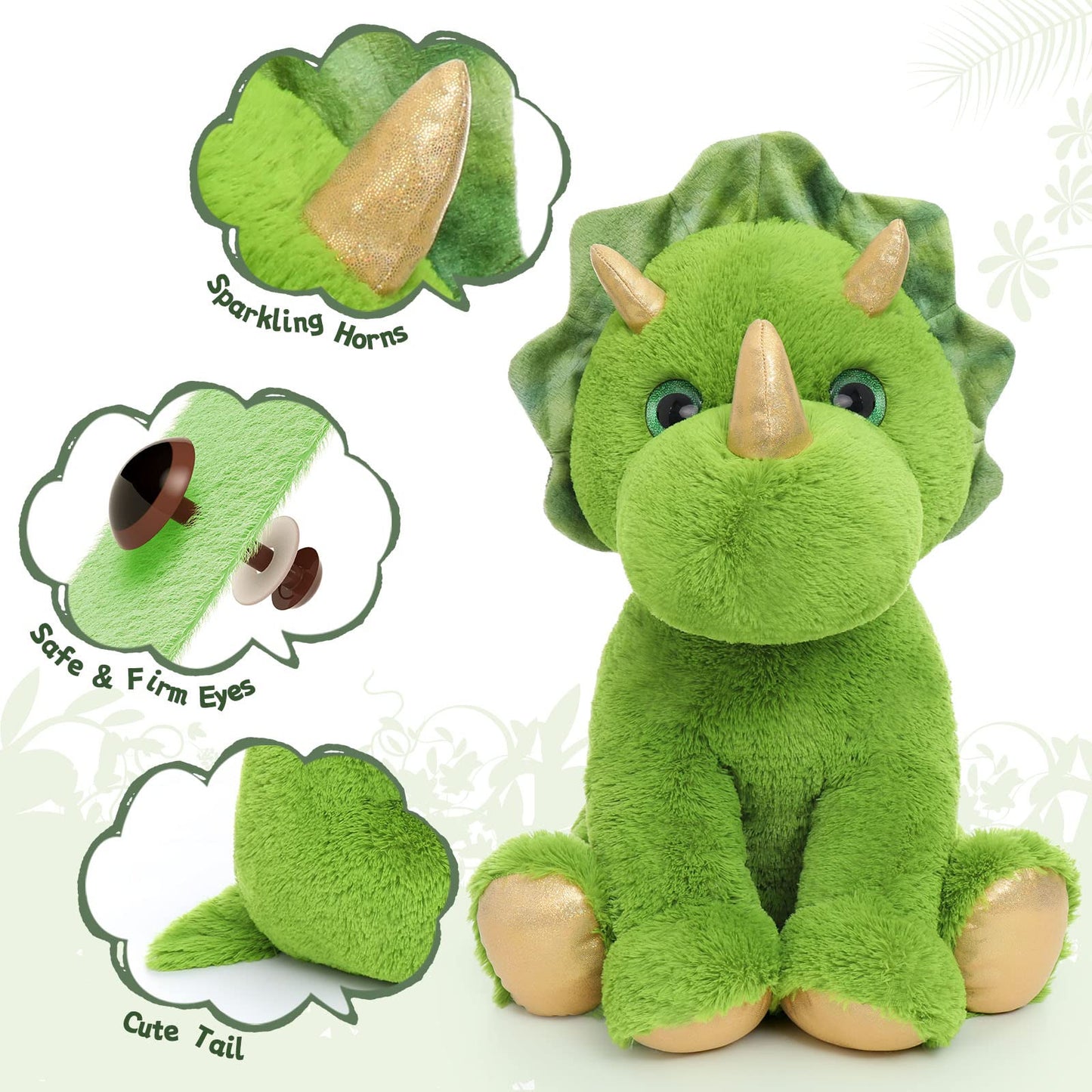 MaoGoLan 4 Pcs Dinosaur Stuffed Animals for Girls,Purple Stuffed Dinosaurs Plush Toys Set for Toddlers, Mummy Dinosaur with 3 Baby Triceratops Plushies, for Kids